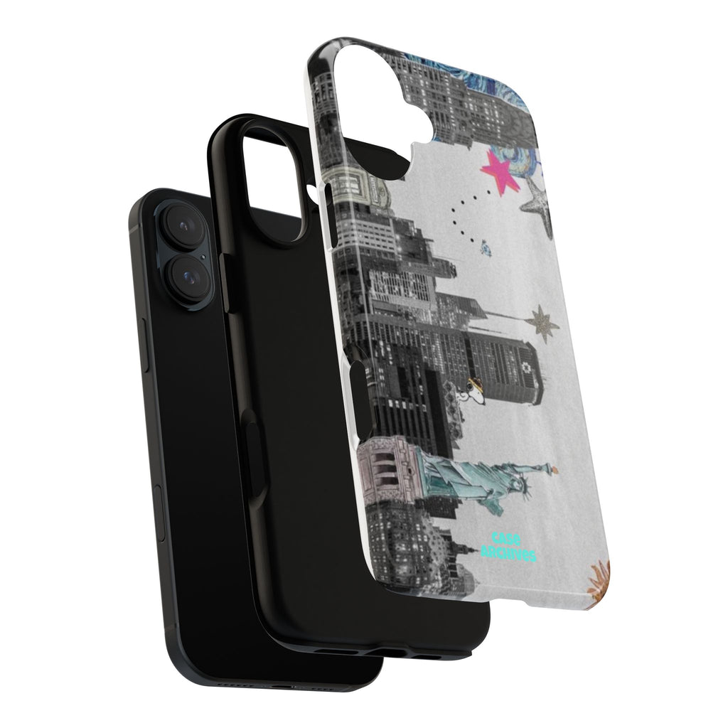 City Skyline Tough Phone Case – Statue of Liberty Urban Art Protective Cover