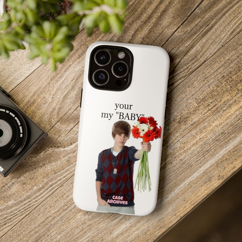 “your my 'BABY'” Justin Retro Photo Floral Design