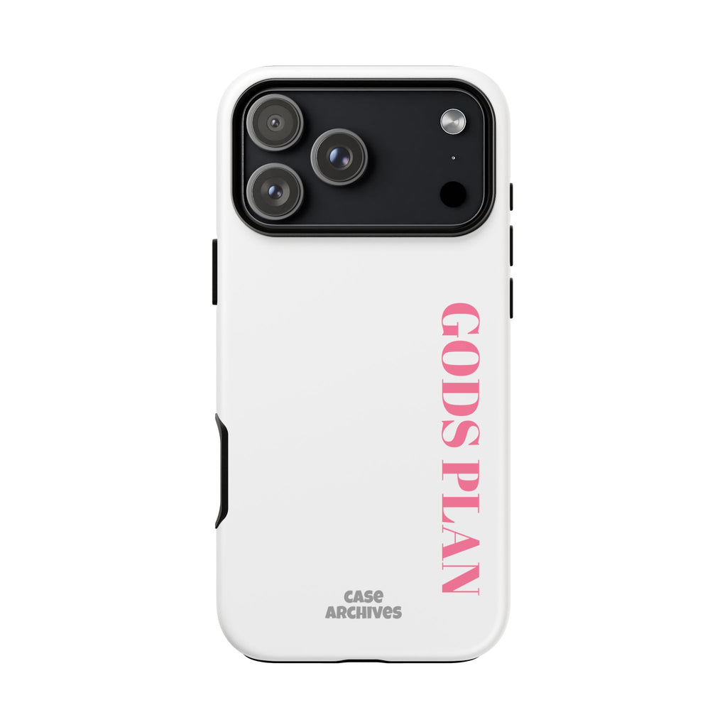 Phone Case — GODS PLAN Vertical Pink Text Religious iPhone Cover