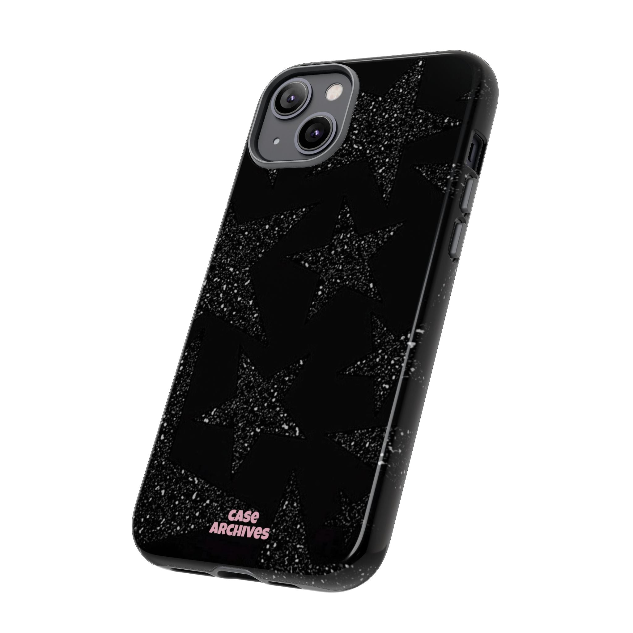 Glitter Star Tough Case — Black Sparkle Phone Protection