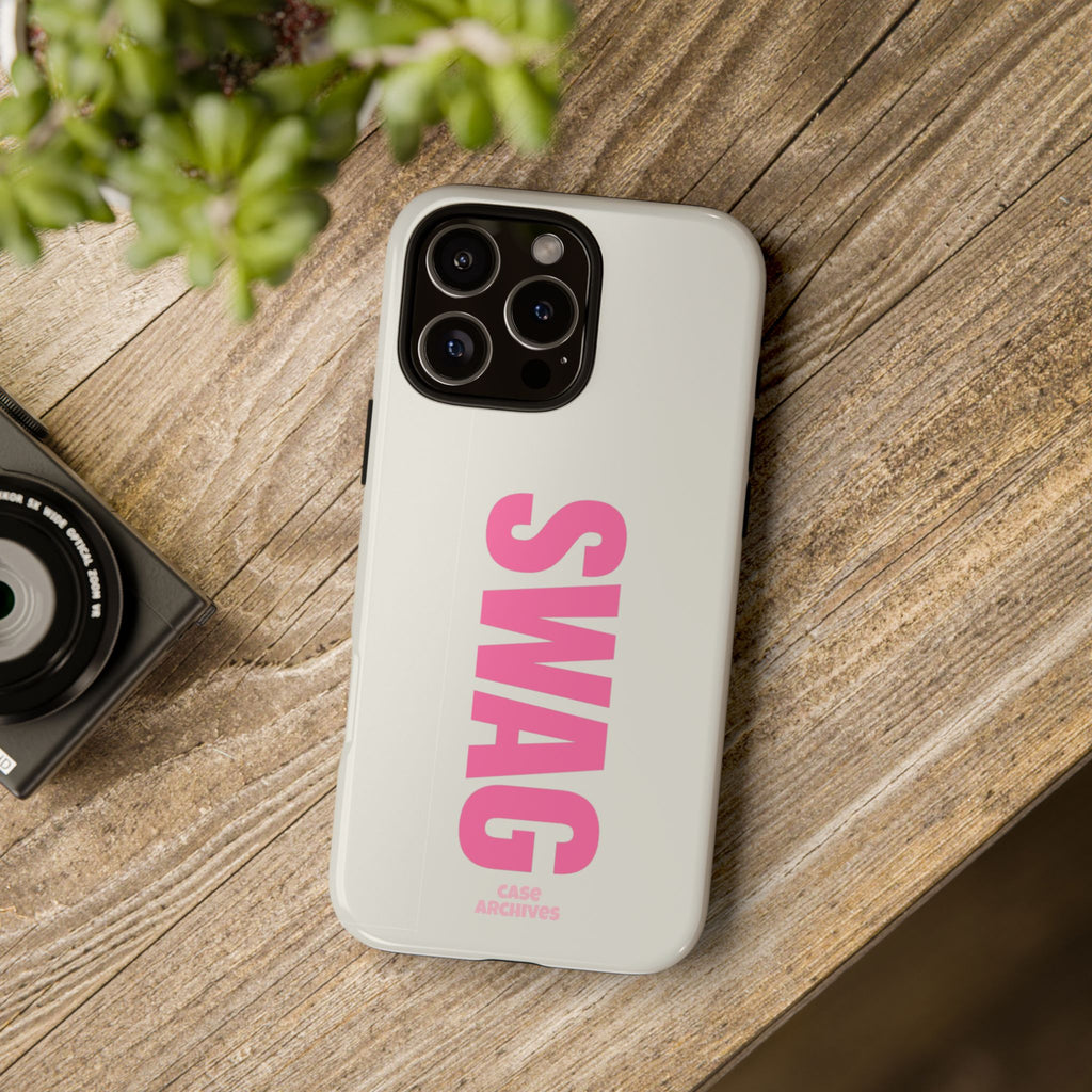 SWAG Phone Case — Bold Pink Vertical Text Tough Case