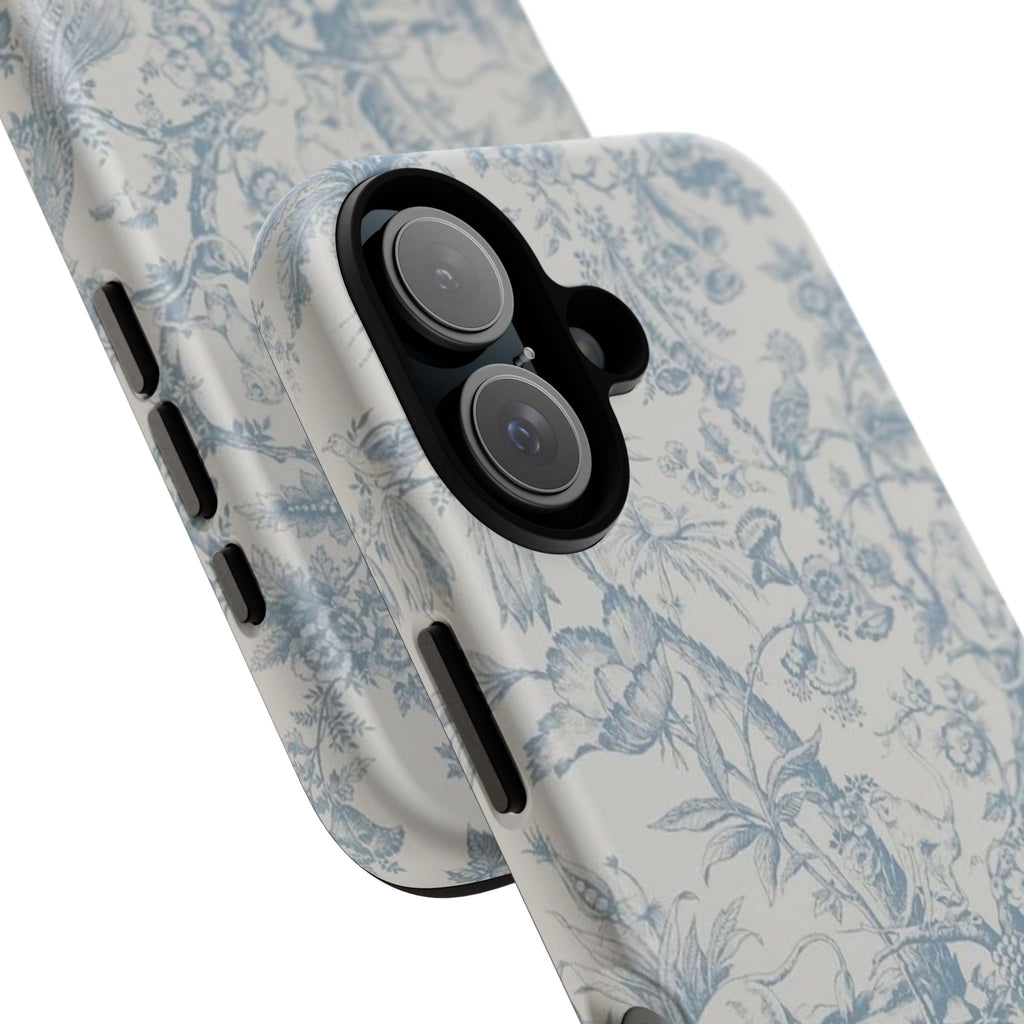 Toile Floral Tough Phone Case — Blue Vintage Botanical iPhone Protection