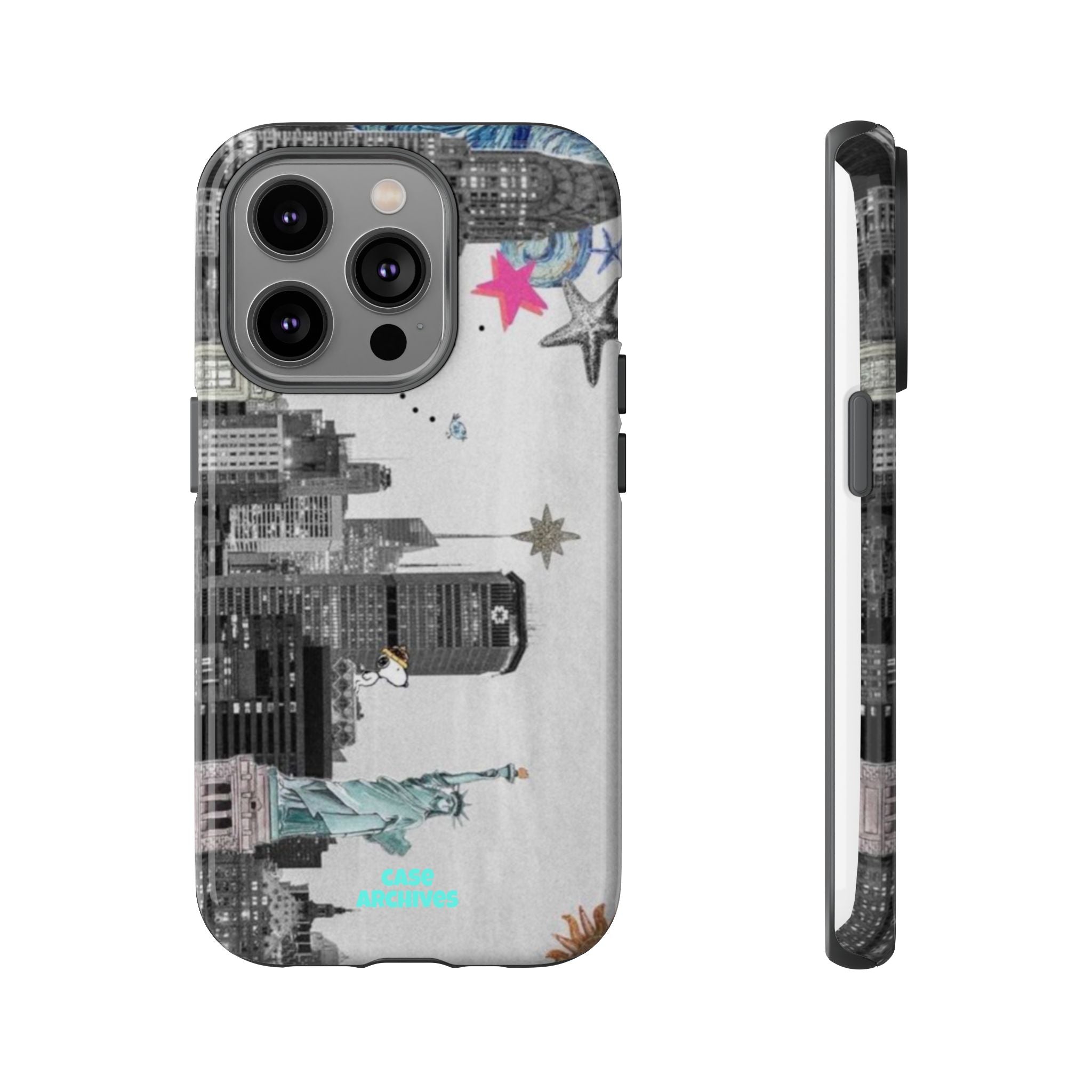 City Skyline Tough Phone Case – Statue of Liberty Urban Art Protective Cover