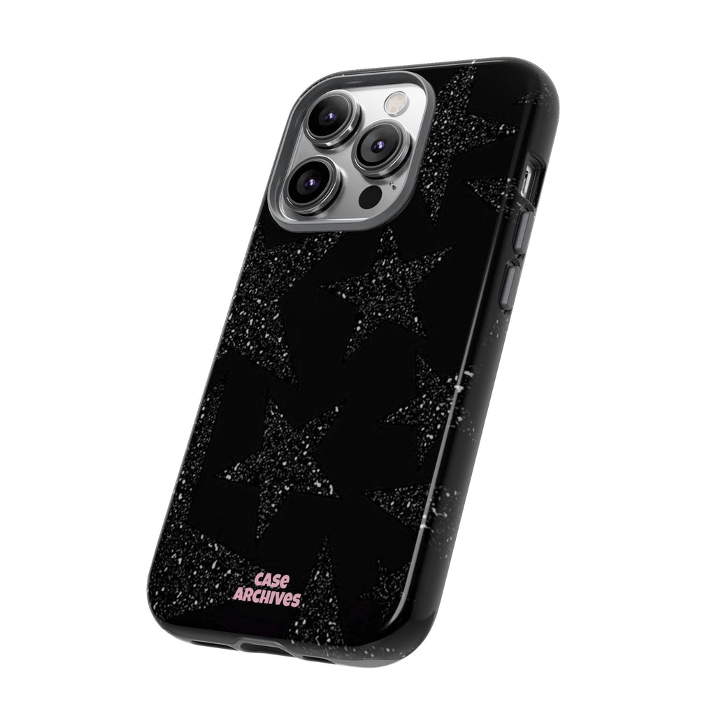 Glitter Star Tough Case — Black Sparkle Phone Protection
