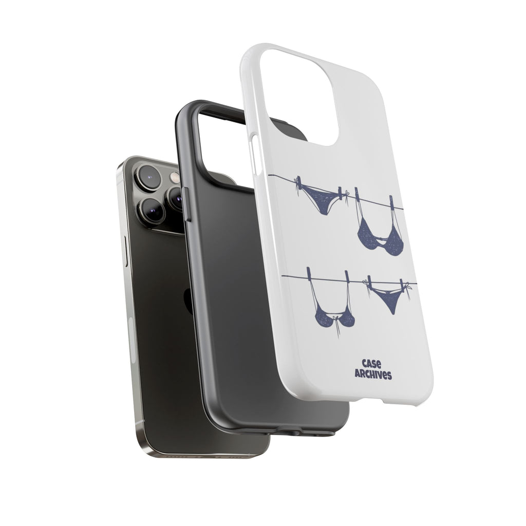 Phone Case — Blue swimsuit Clothesline Illustration Protective Cover