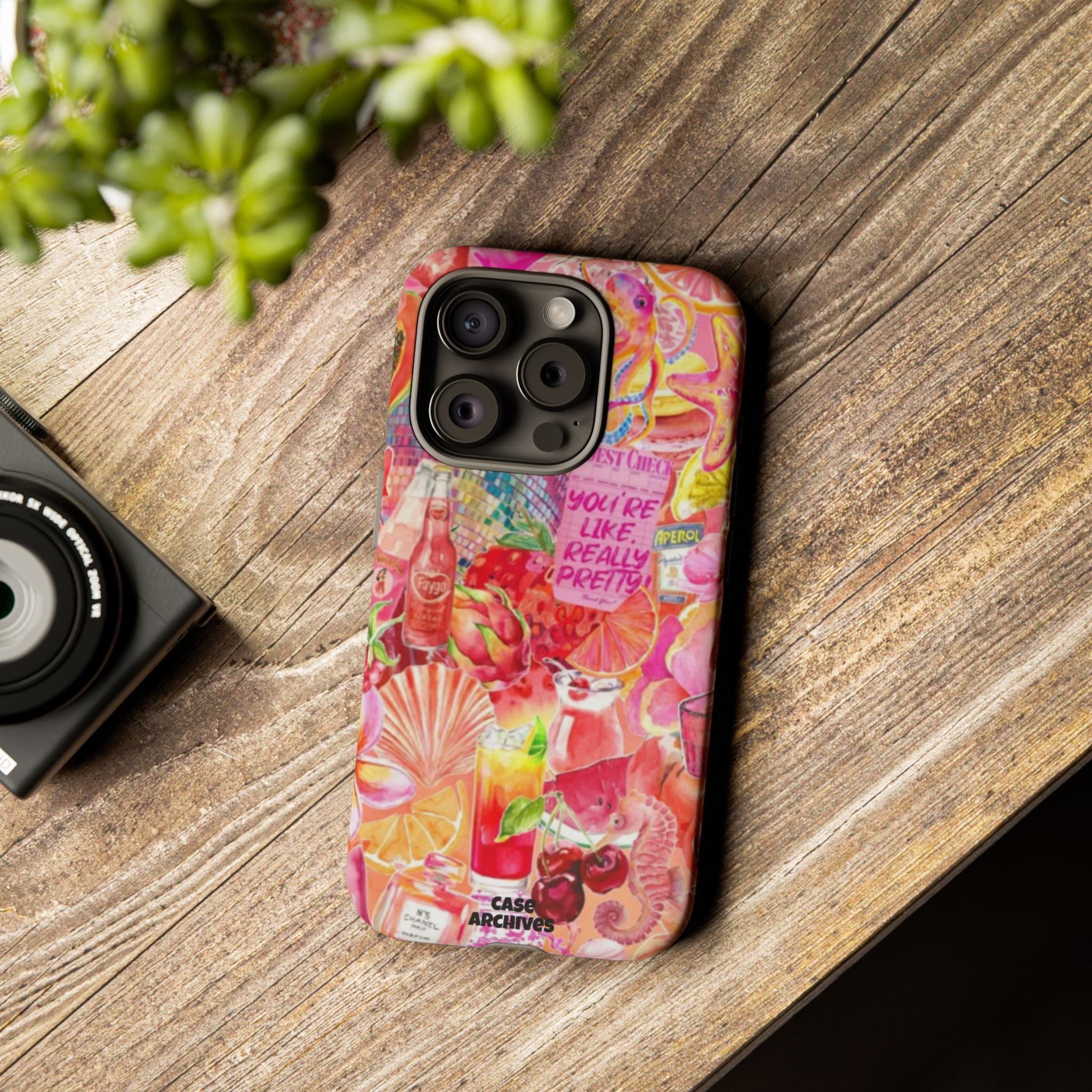 Phone Case — Pink Tropical Collage "You're Like, Really Pretty"