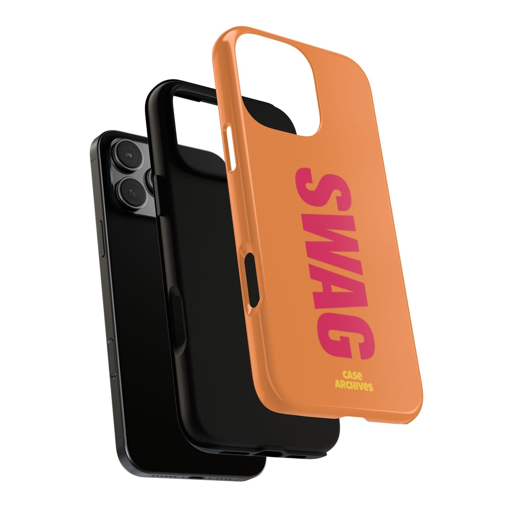 SWAG vertical text Tough Case | orange phone case, bold typography