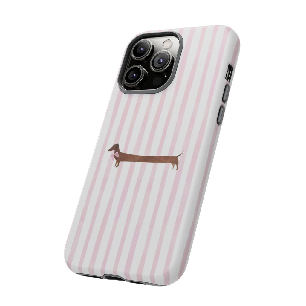 Dachshund Stripe Phone Case — Cute Pink Wiener Dog Protective Case