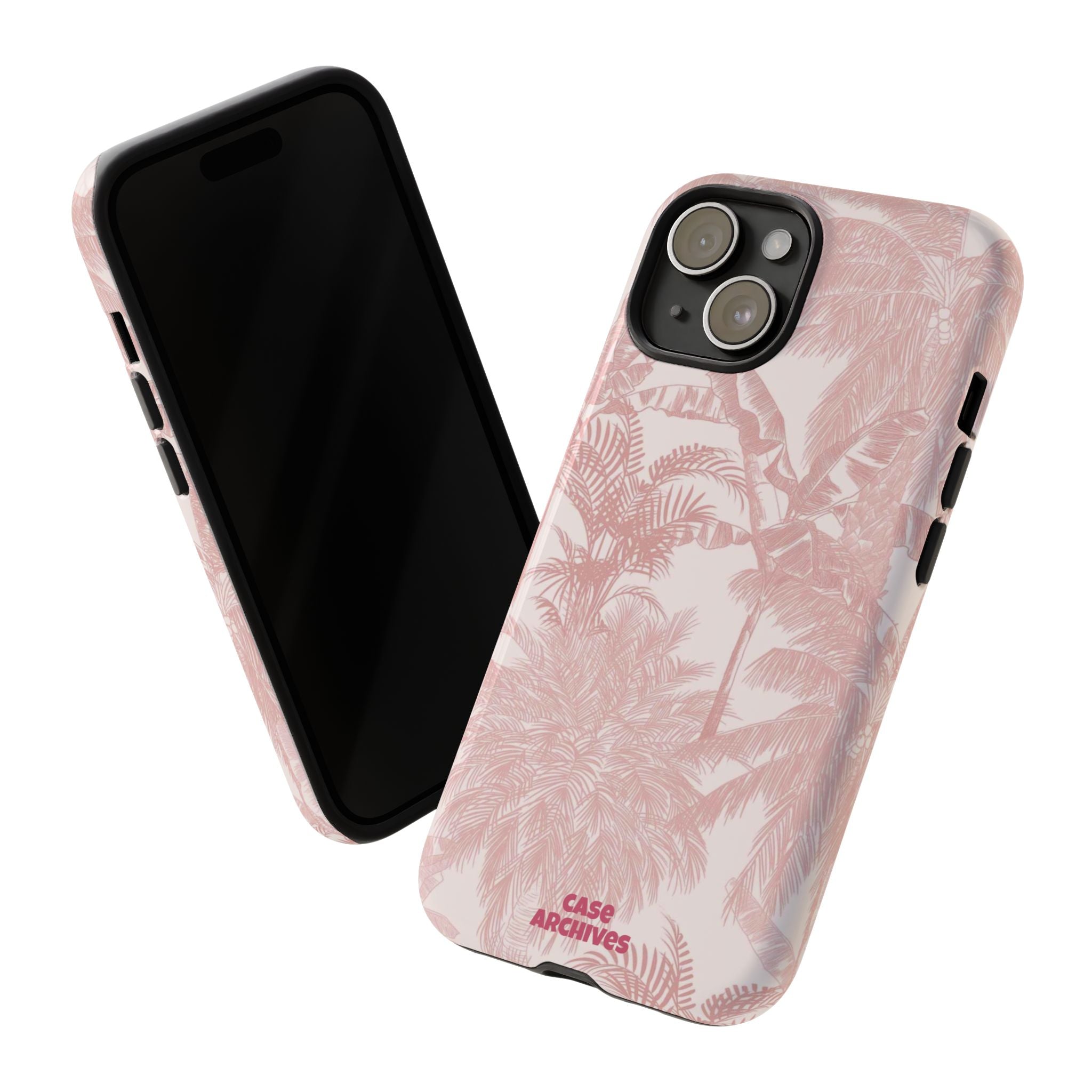 Pink Tropical Palm Tough Phone Case — Protective Floral iPhone Cover