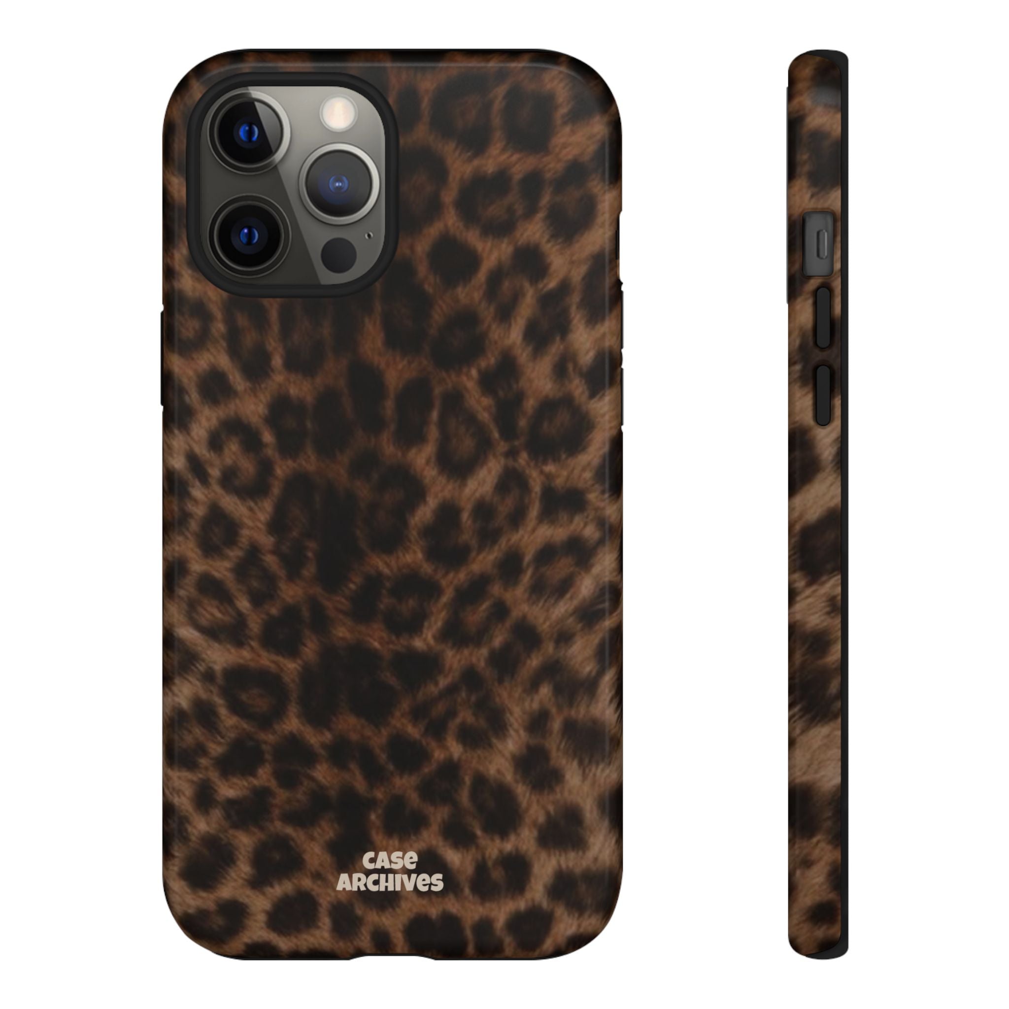 Leopard Print Phone Case — Protective Tough Case with Brown Animal Print