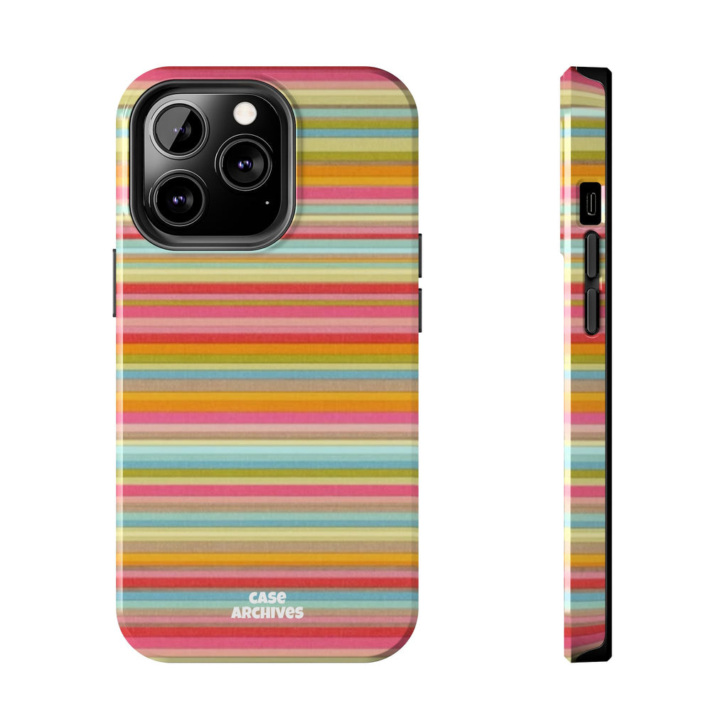Tough Phone Case — Colorful Retro Striped Protective Cover