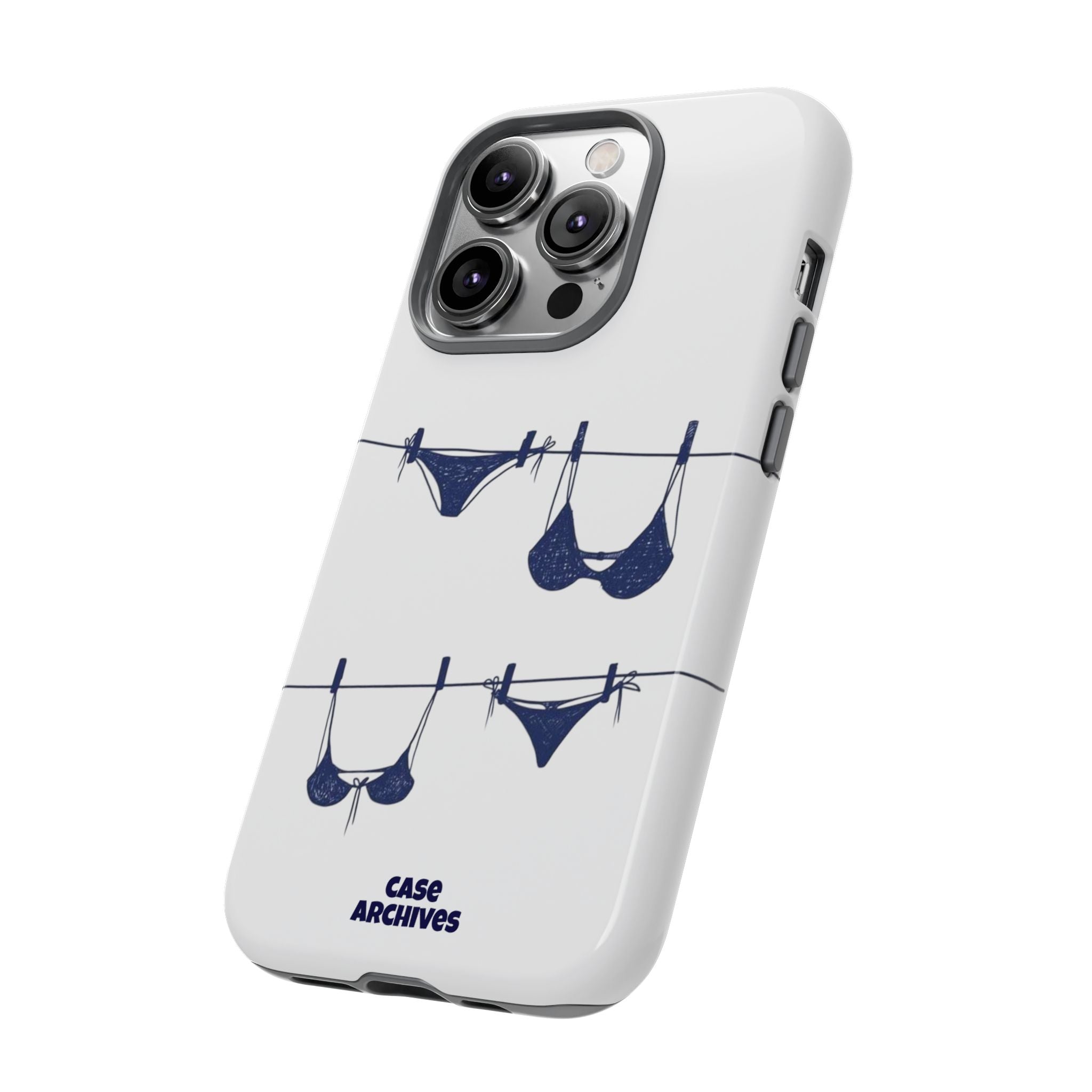 Phone Case — Blue swimsuit Clothesline Illustration Protective Cover