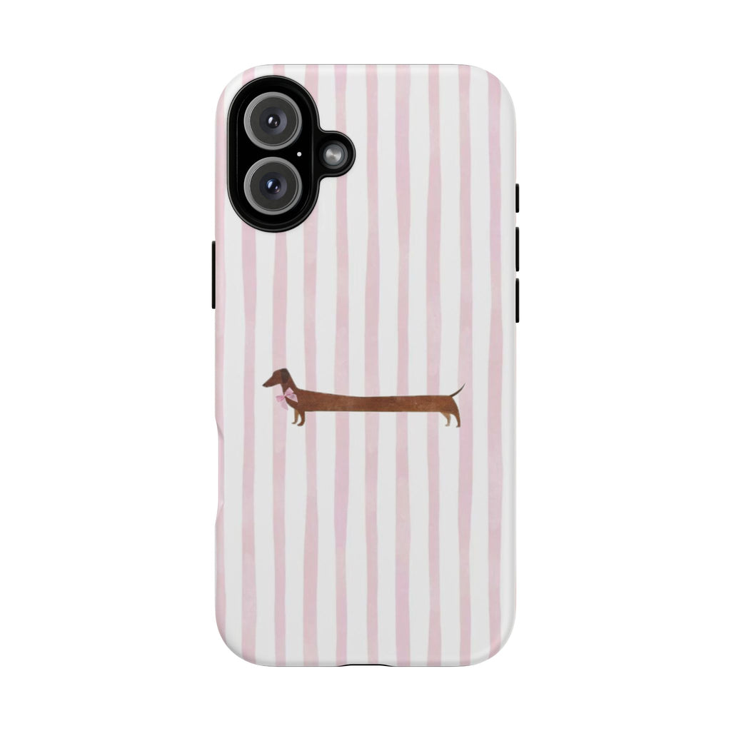Dachshund Stripe Phone Case — Cute Pink Wiener Dog Protective Case