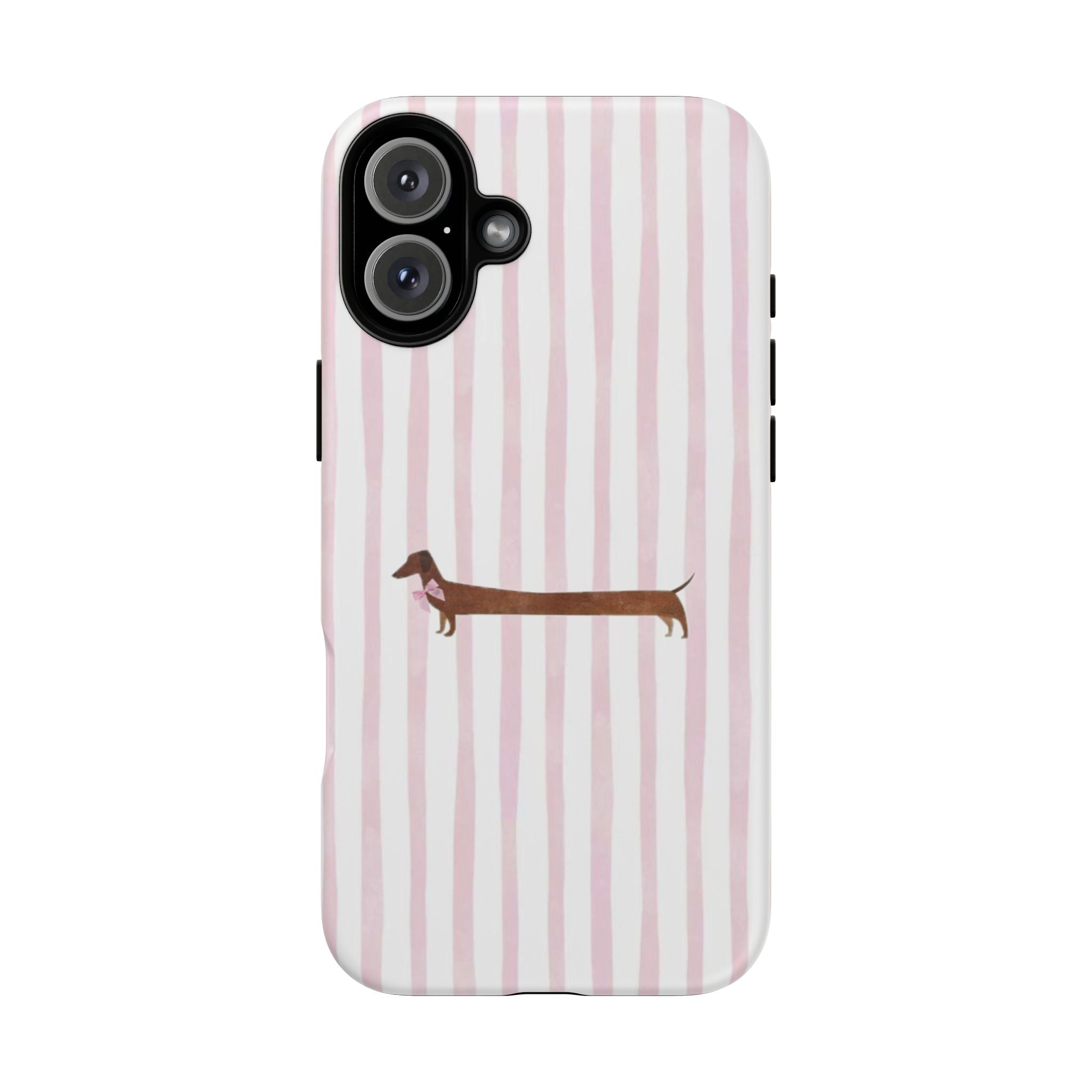 Dachshund Stripe Phone Case — Cute Pink Wiener Dog Protective Case