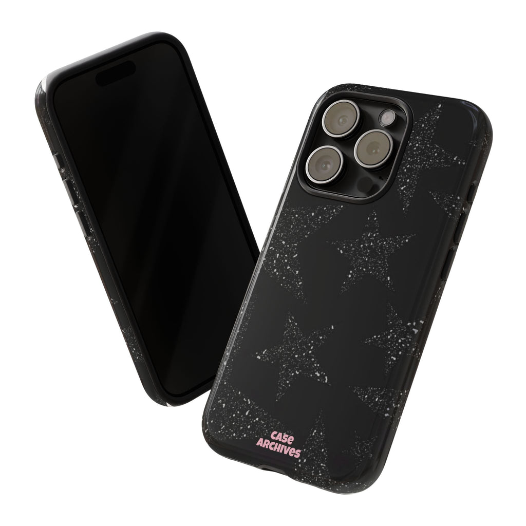 Glitter Star Tough Case — Black Sparkle Phone Protection