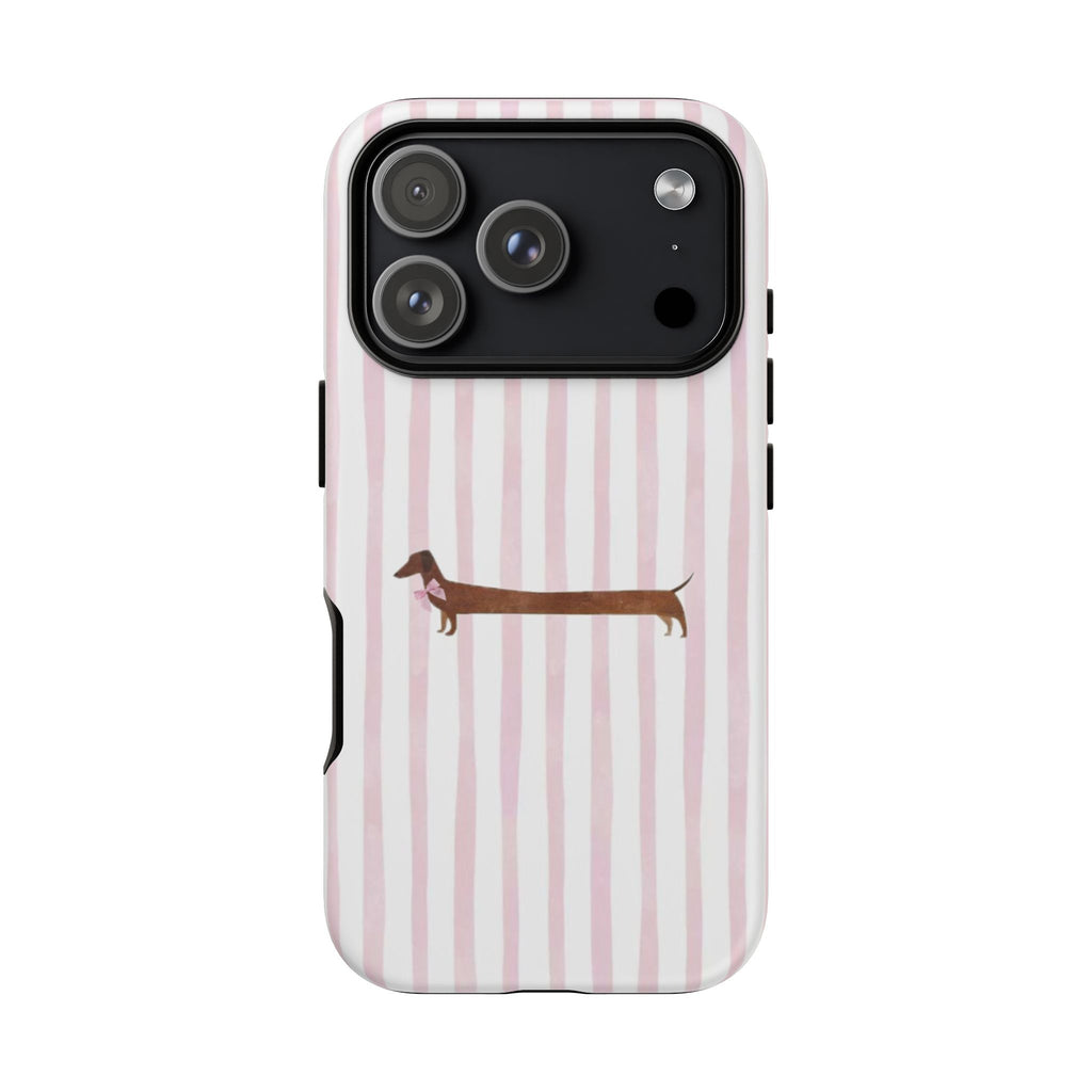 Dachshund Stripe Phone Case — Cute Pink Wiener Dog Protective Case