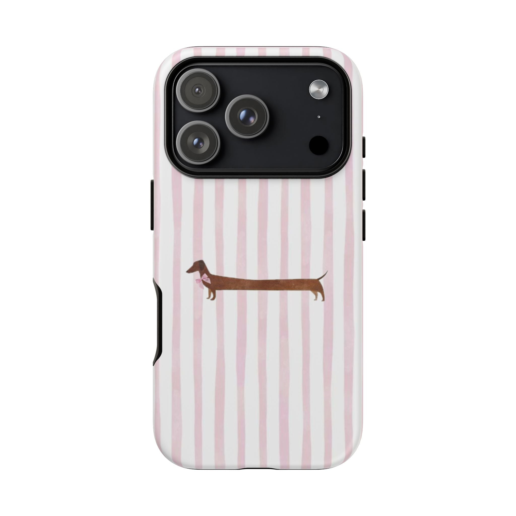 Dachshund Stripe Phone Case — Cute Pink Wiener Dog Protective Case