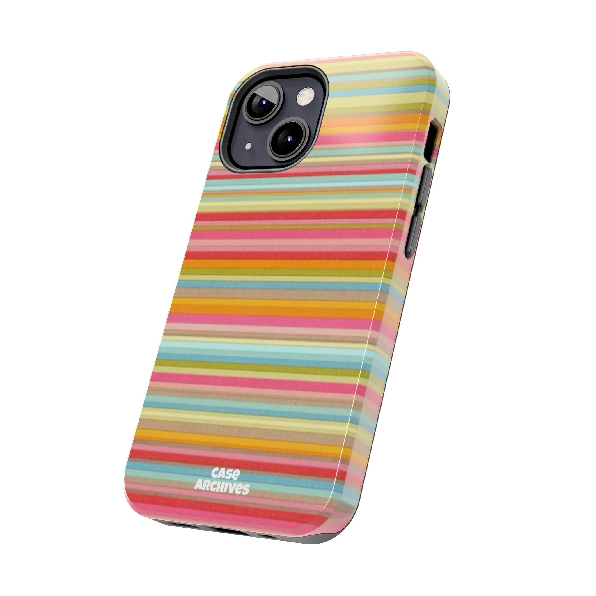 Tough Phone Case — Colorful Retro Striped Protective Cover