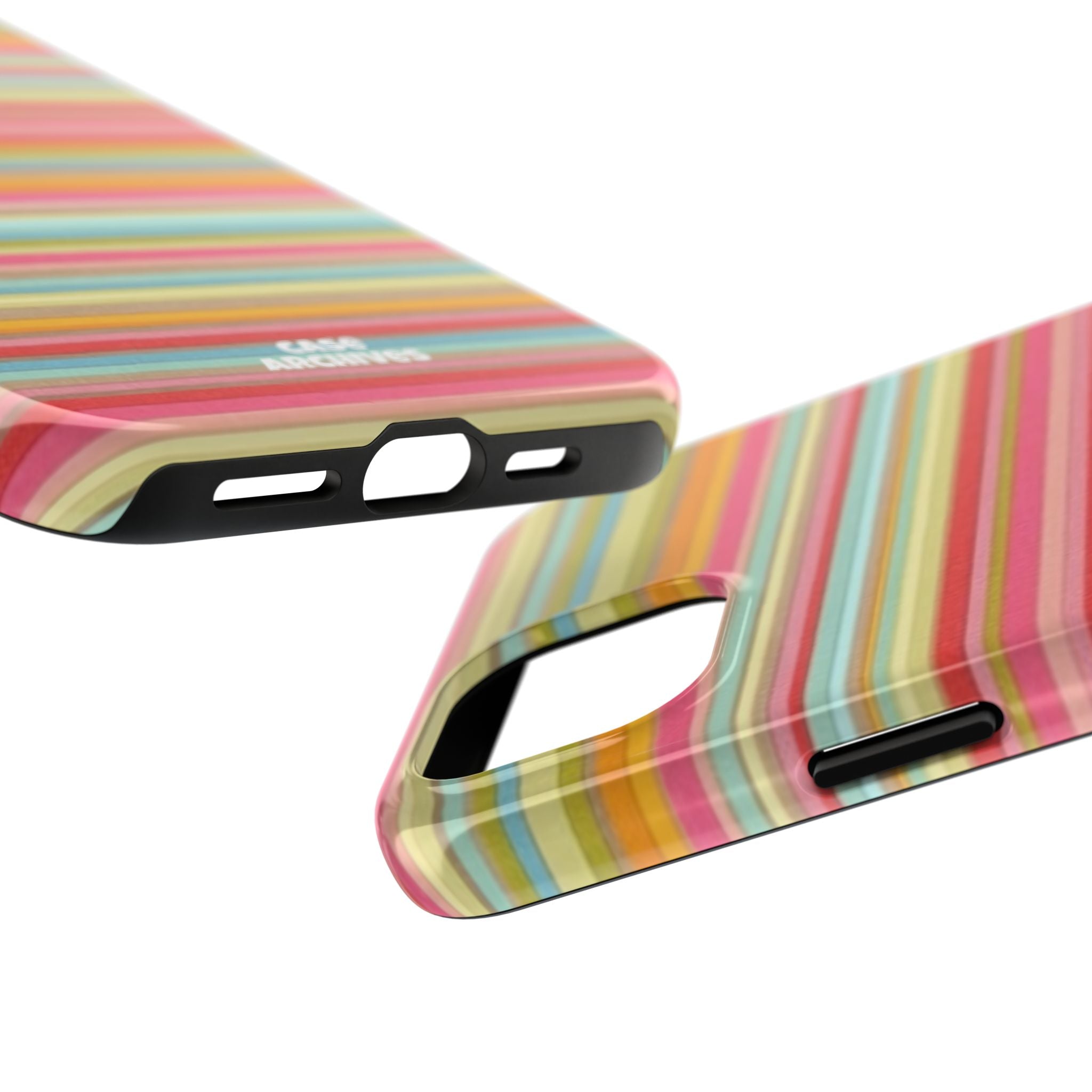 Tough Phone Case — Colorful Retro Striped Protective Cover