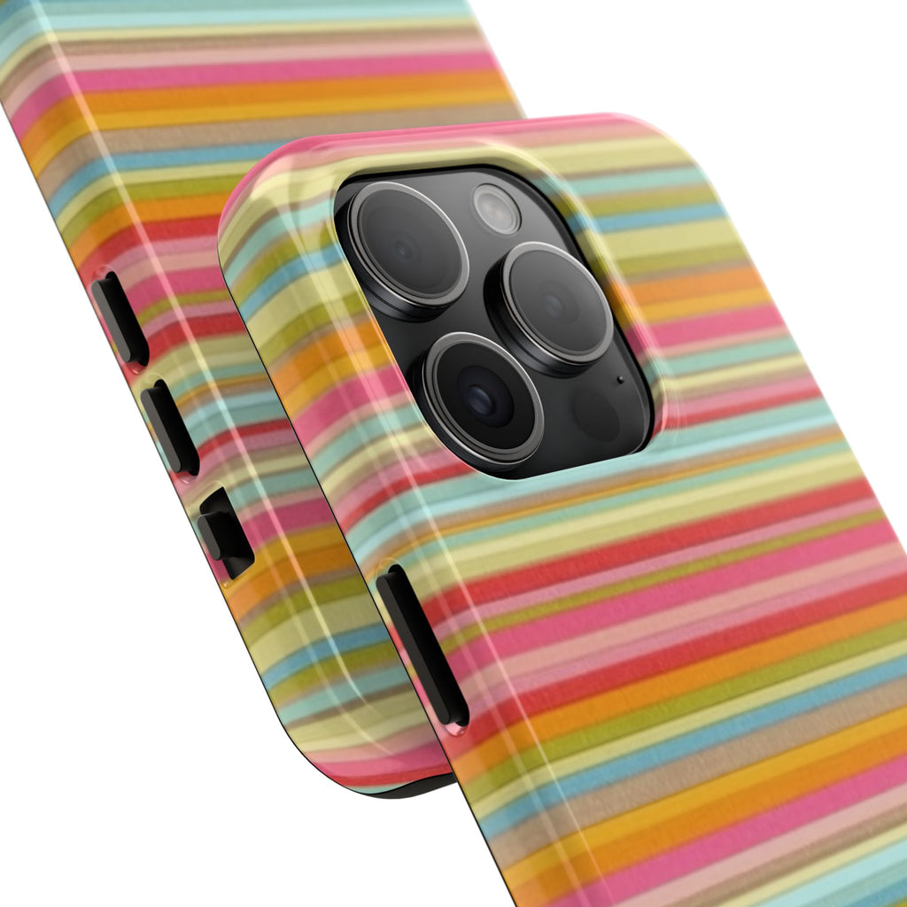 Tough Phone Case — Colorful Retro Striped Protective Cover