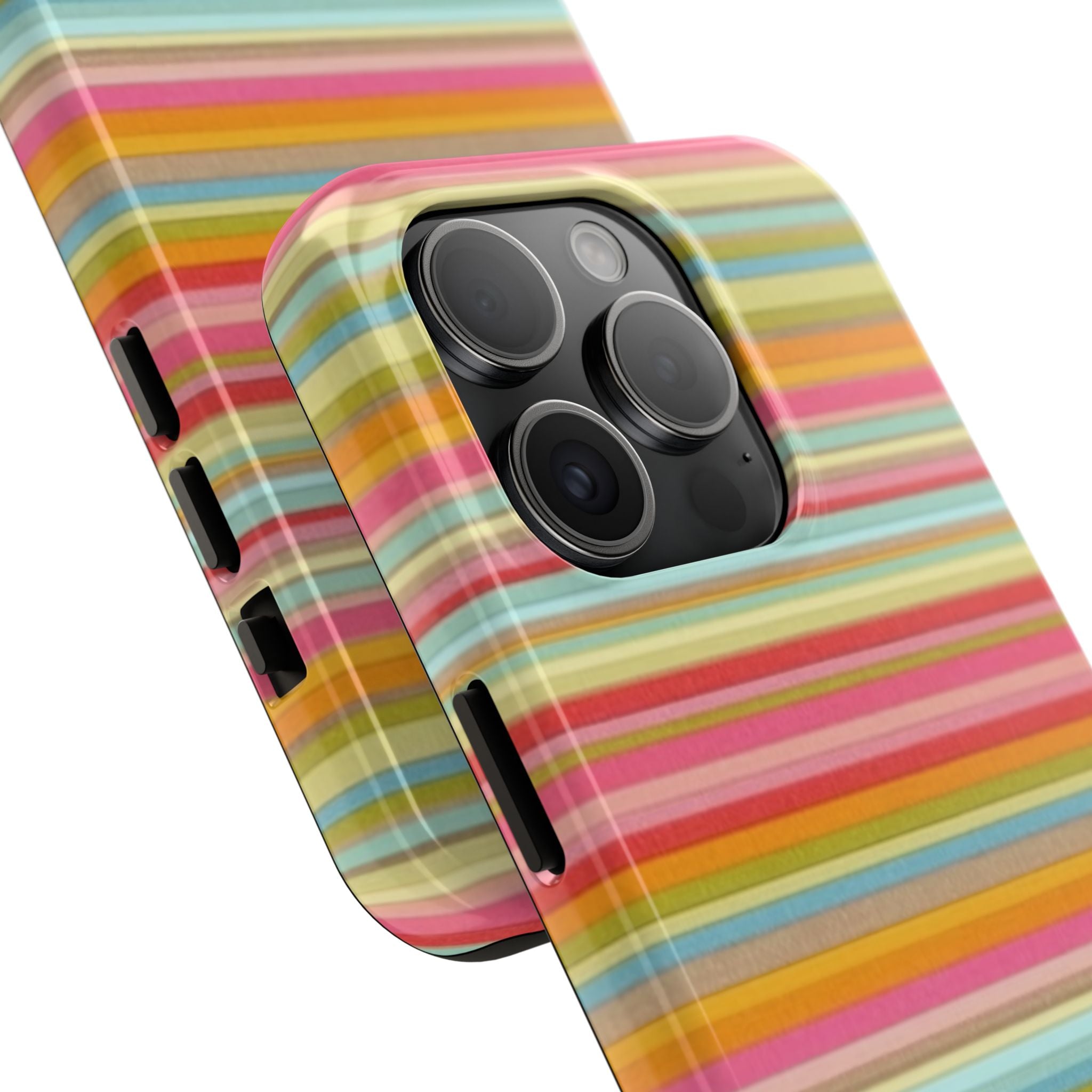 Tough Phone Case — Colorful Retro Striped Protective Cover