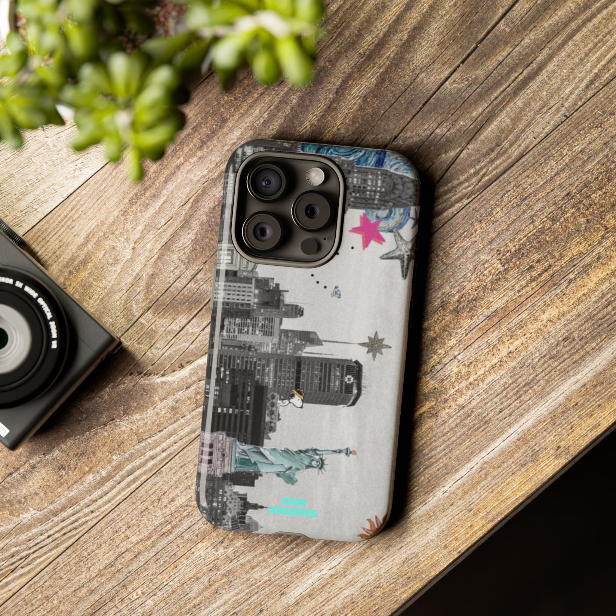 City Skyline Tough Phone Case – Statue of Liberty Urban Art Protective Cover