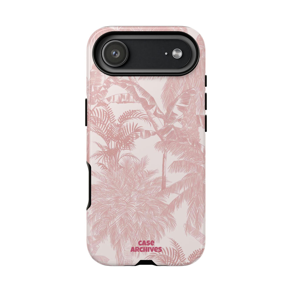 Pink Tropical Palm Tough Phone Case — Protective Floral iPhone Cover