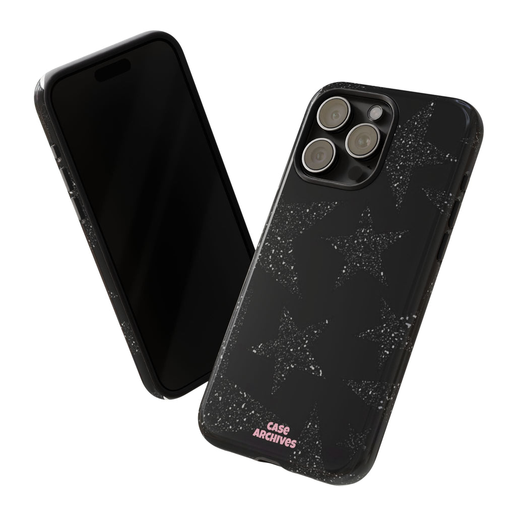 Glitter Star Tough Case — Black Sparkle Phone Protection