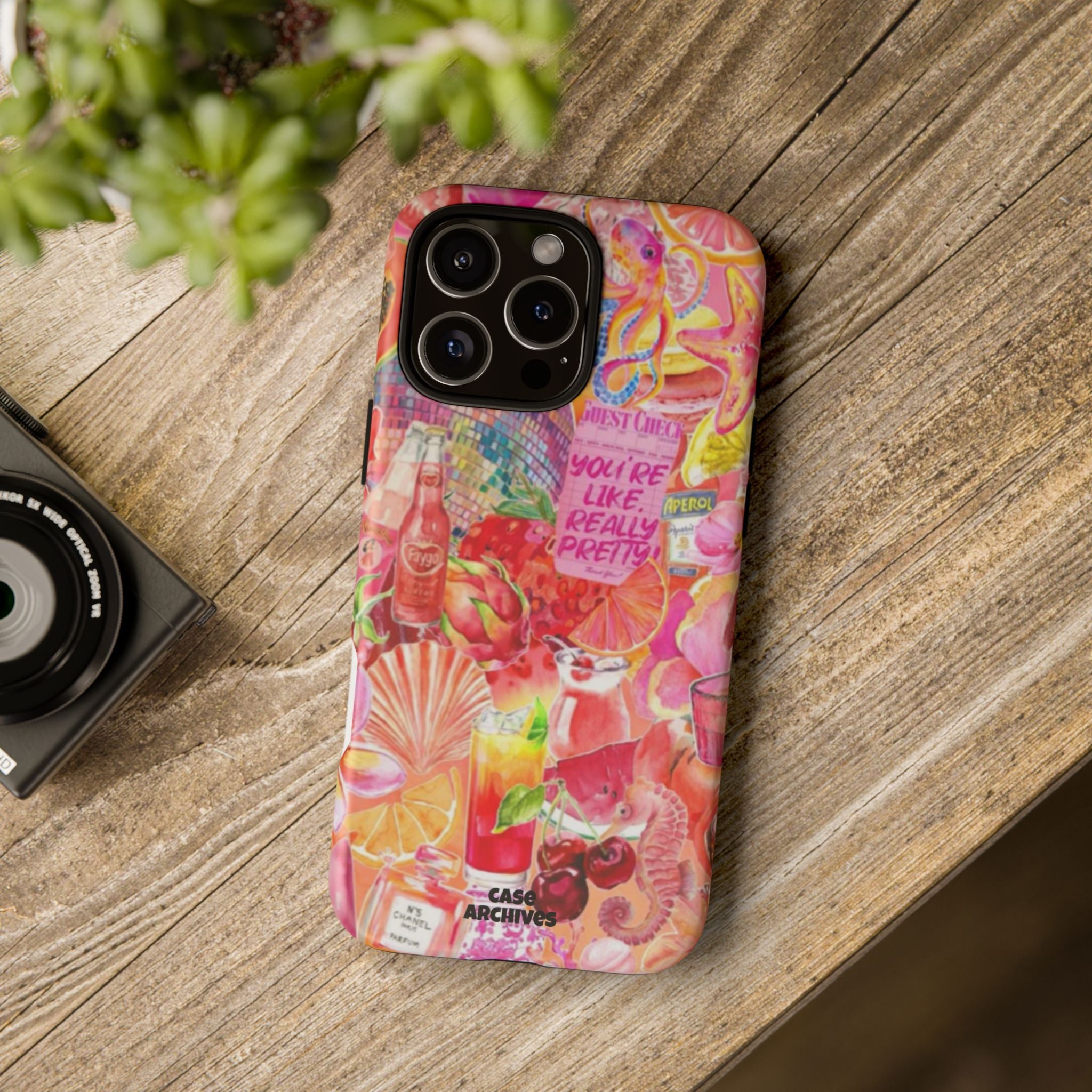 Phone Case — Pink Tropical Collage "You're Like, Really Pretty"