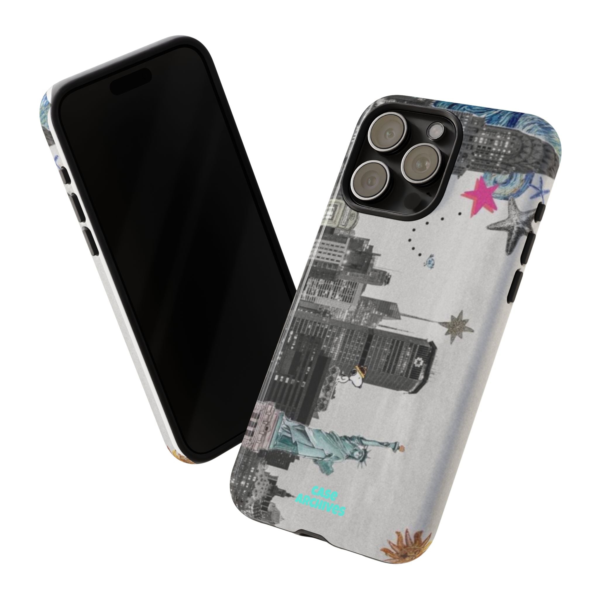City Skyline Tough Phone Case – Statue of Liberty Urban Art Protective Cover