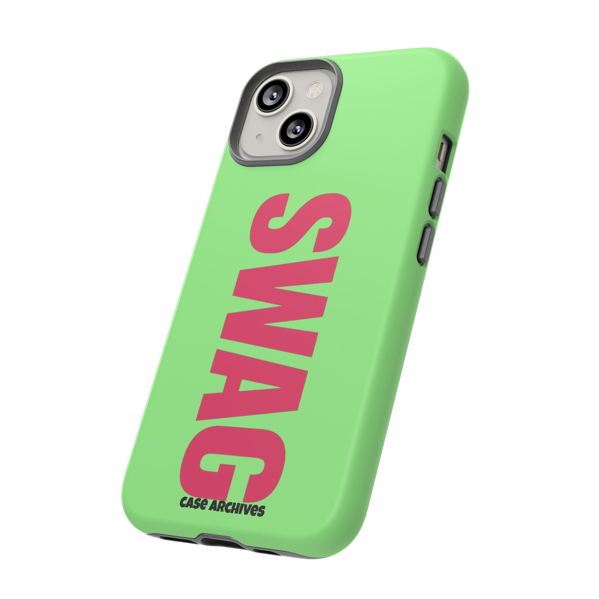 SWAG vertical text Phone Case | Lime green pink typography