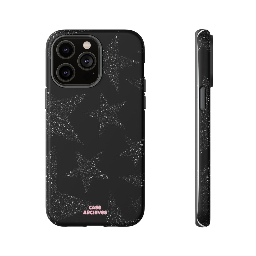 Glitter Star Tough Case — Black Sparkle Phone Protection