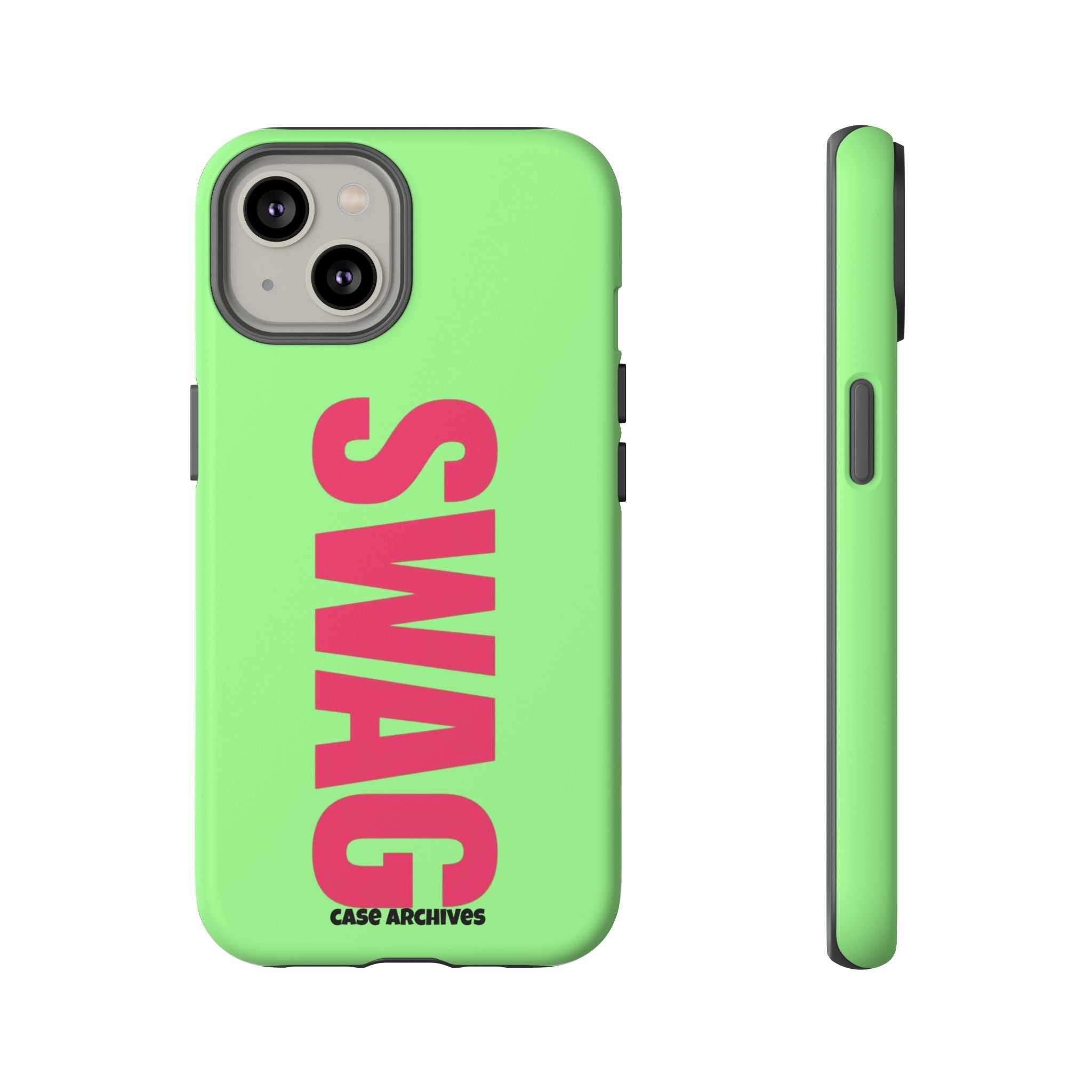 SWAG vertical text Phone Case | Lime green pink typography