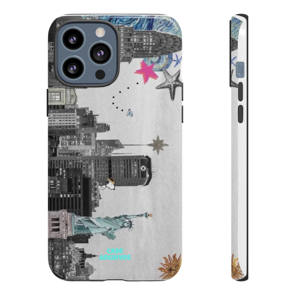 City Skyline Tough Phone Case – Statue of Liberty Urban Art Protective Cover