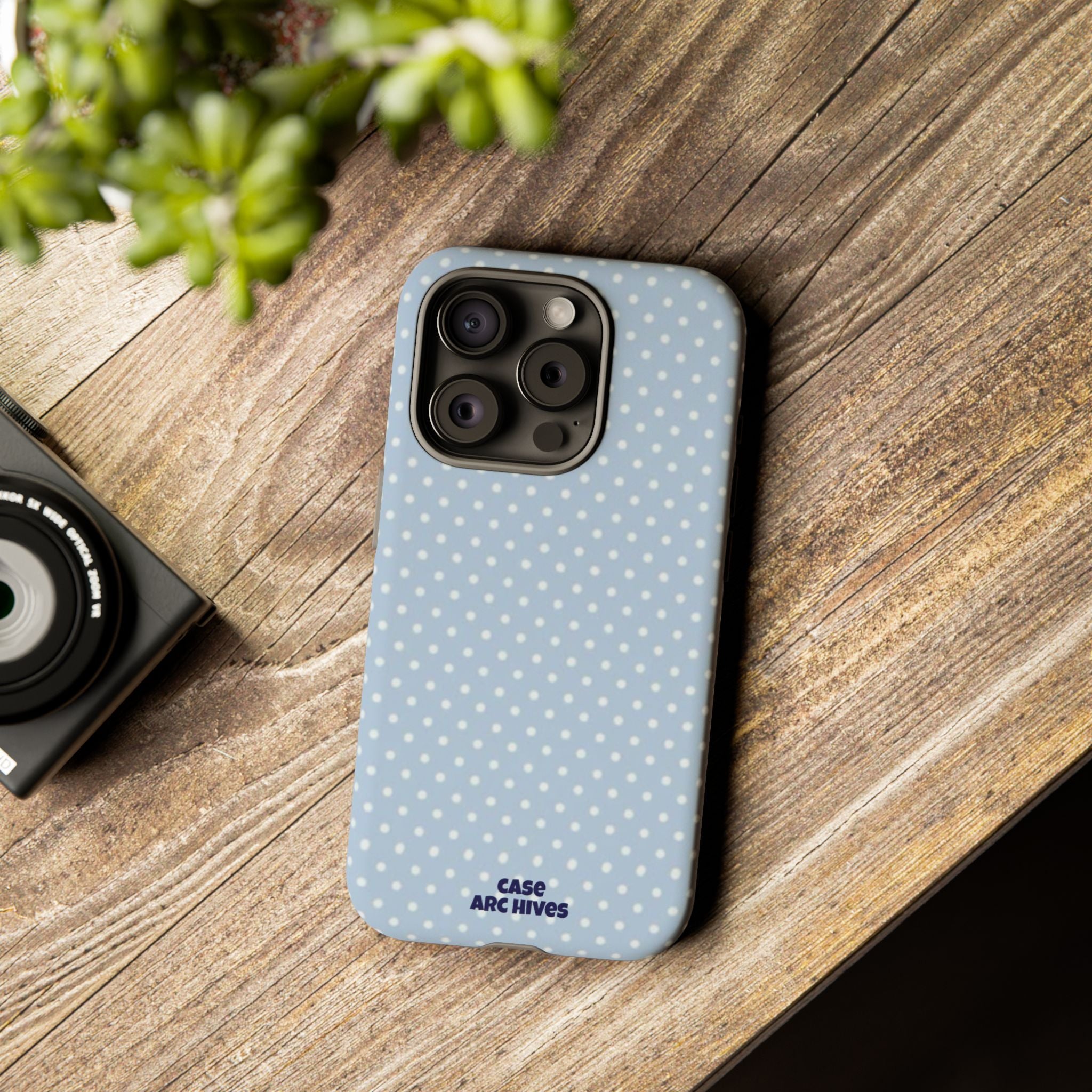 Pastel Blue Polka Dot Tough Phone Case — Protective iPhone Cover