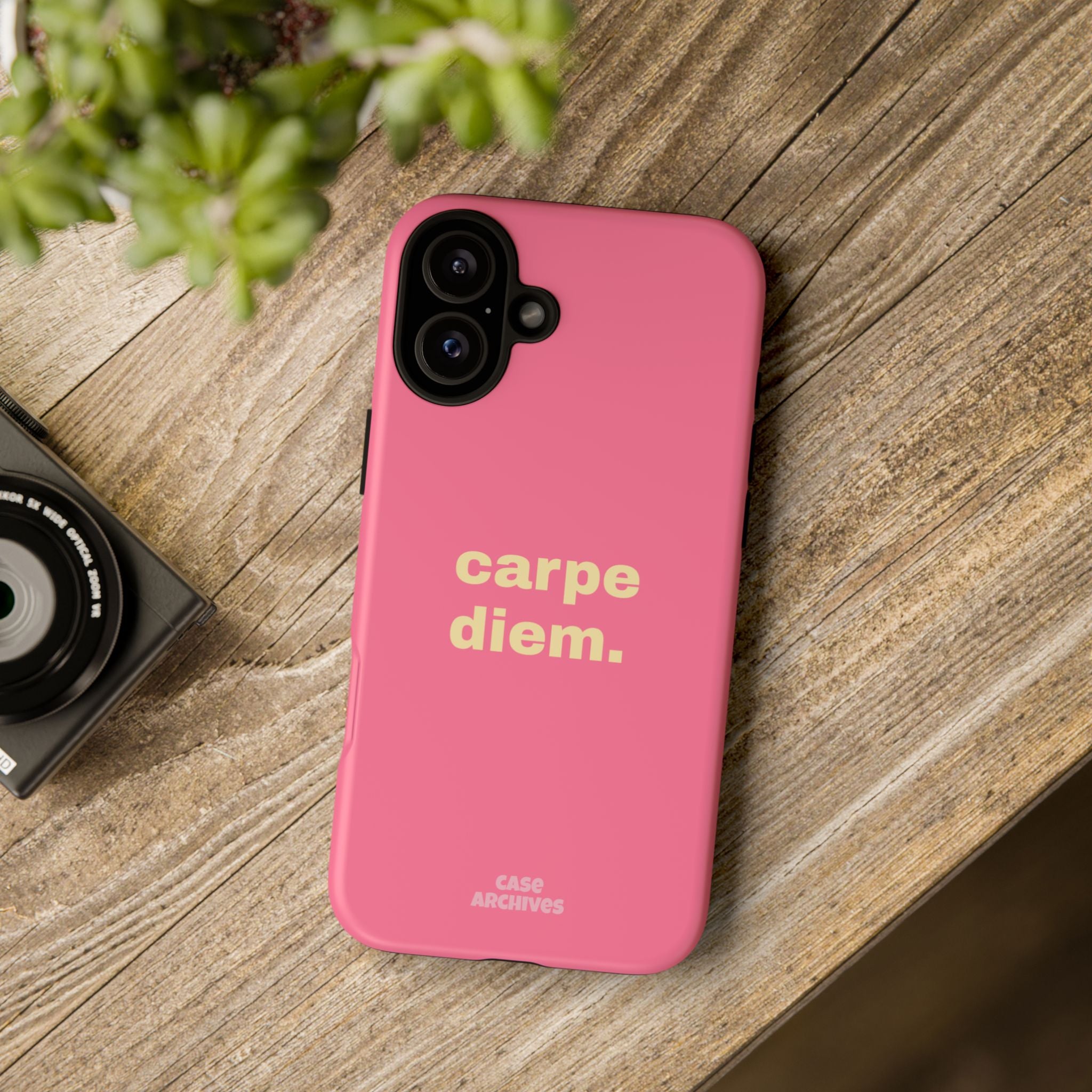 Pink "carpe diem." Tough Phone Case — Motivational Slim Protective Case