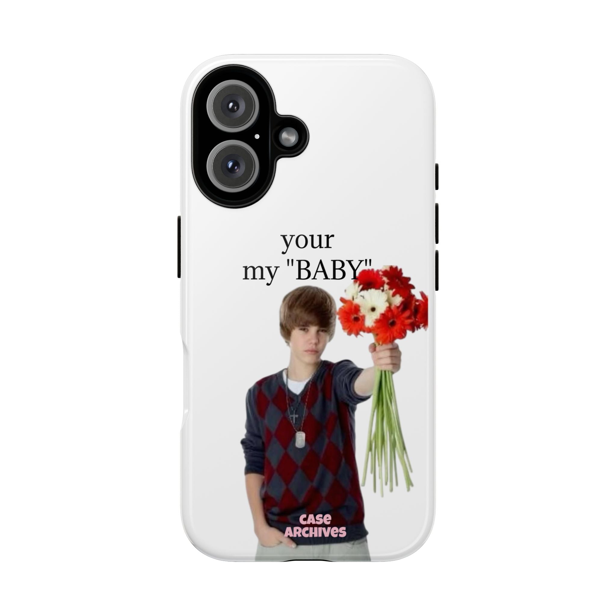 “your my 'BABY'” Justin Retro Photo Floral Design