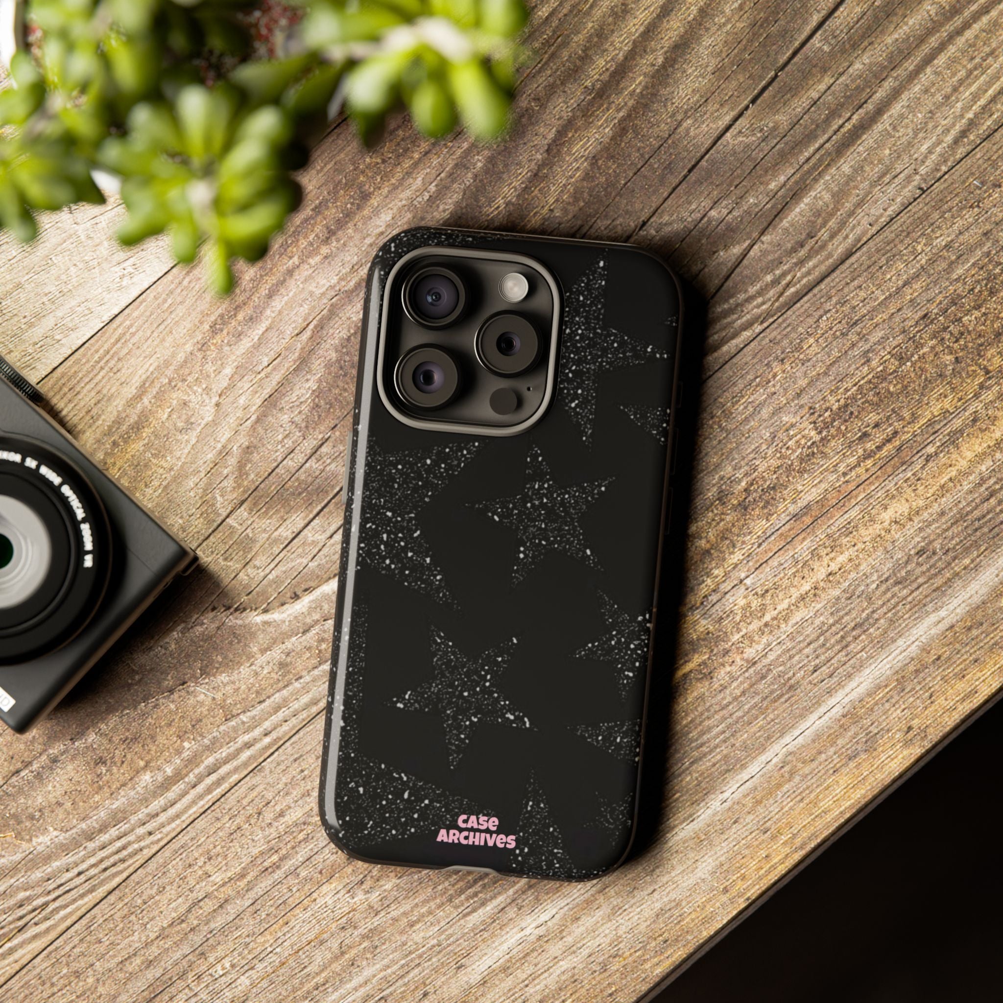Glitter Star Tough Case — Black Sparkle Phone Protection