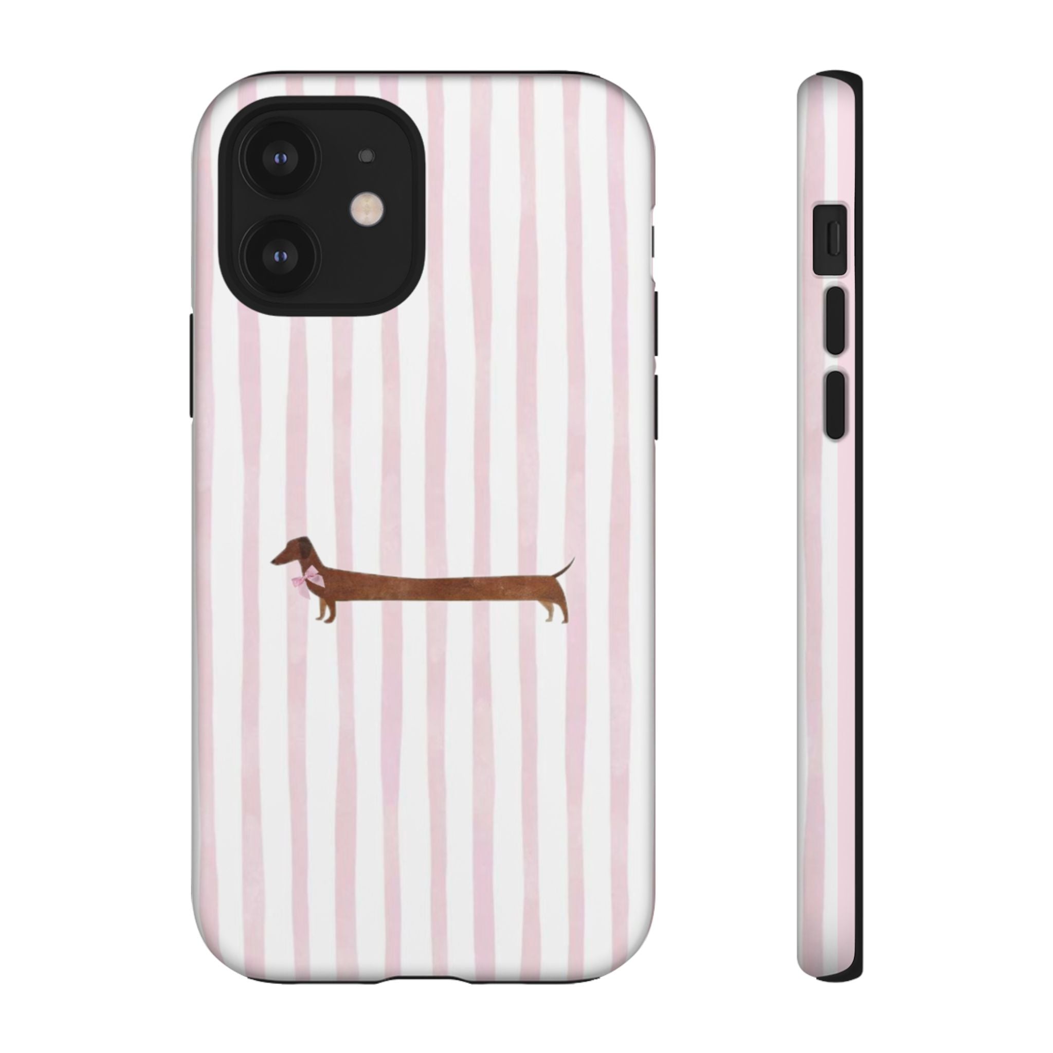 Dachshund Stripe Phone Case — Cute Pink Wiener Dog Protective Case