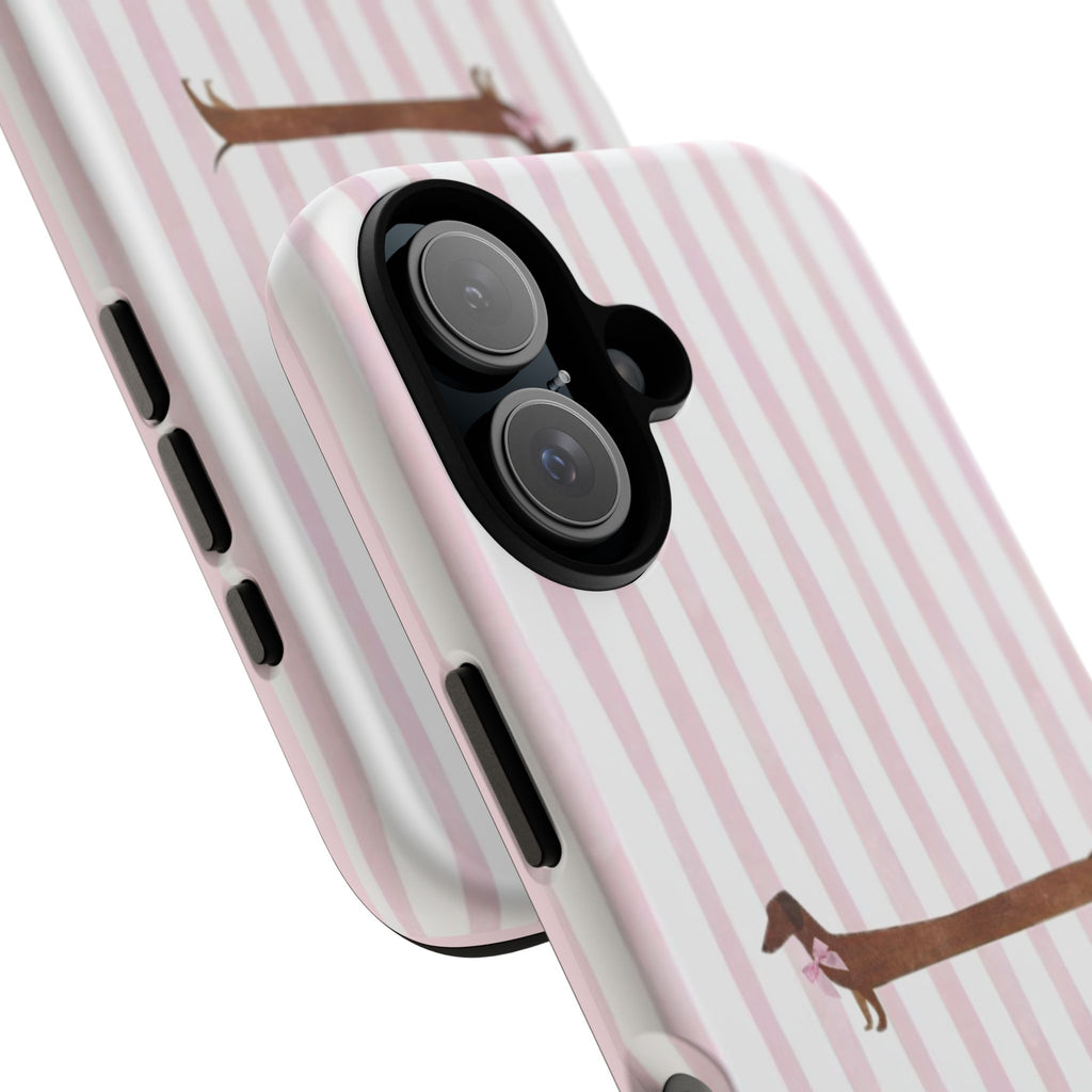 Dachshund Stripe Phone Case — Cute Pink Wiener Dog Protective Case