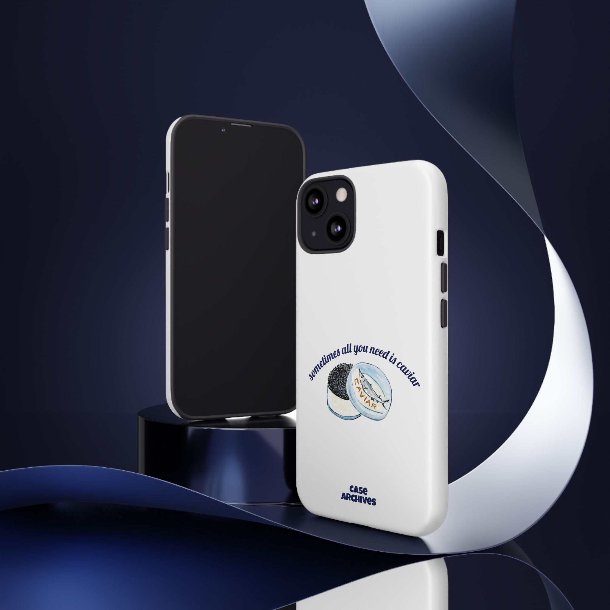 Caviar Illustration Phone Case — "sometimes all you need is caviar" Protective Hard Case