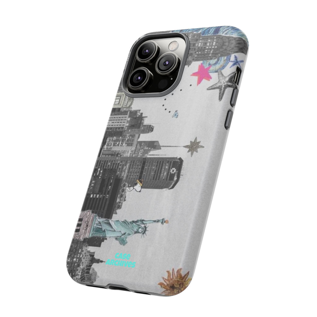 City Skyline Tough Phone Case – Statue of Liberty Urban Art Protective Cover