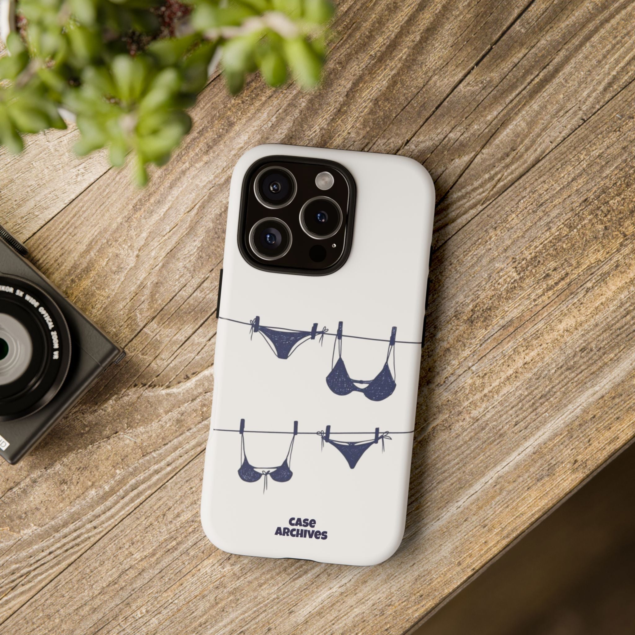 Phone Case — Blue swimsuit Clothesline Illustration Protective Cover