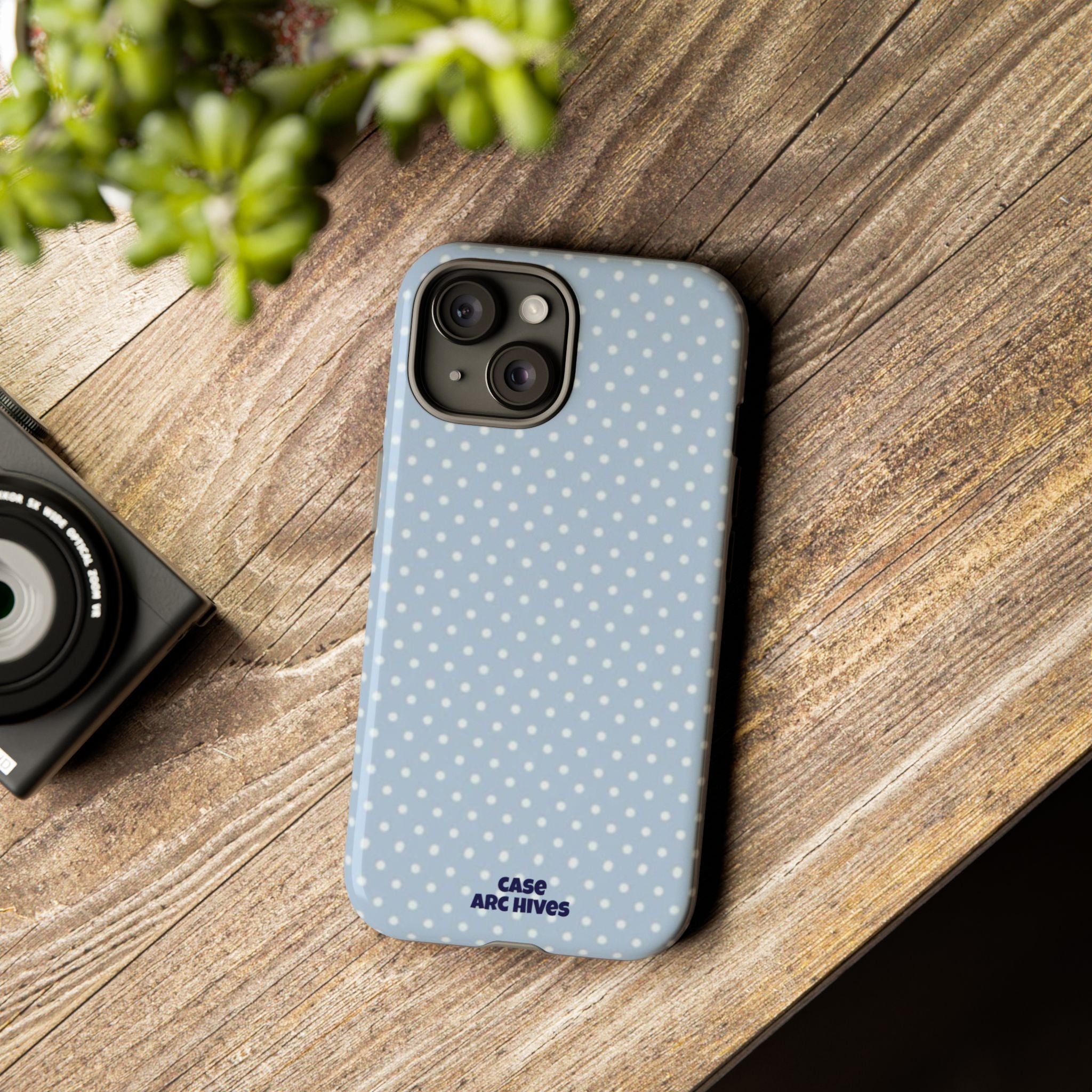Pastel Blue Polka Dot Tough Phone Case — Protective iPhone Cover