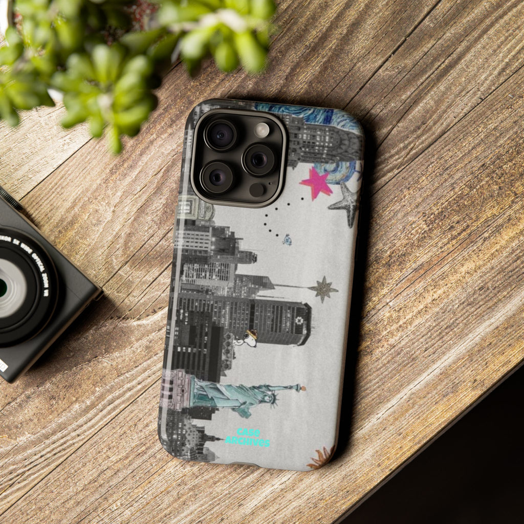 City Skyline Tough Phone Case – Statue of Liberty Urban Art Protective Cover