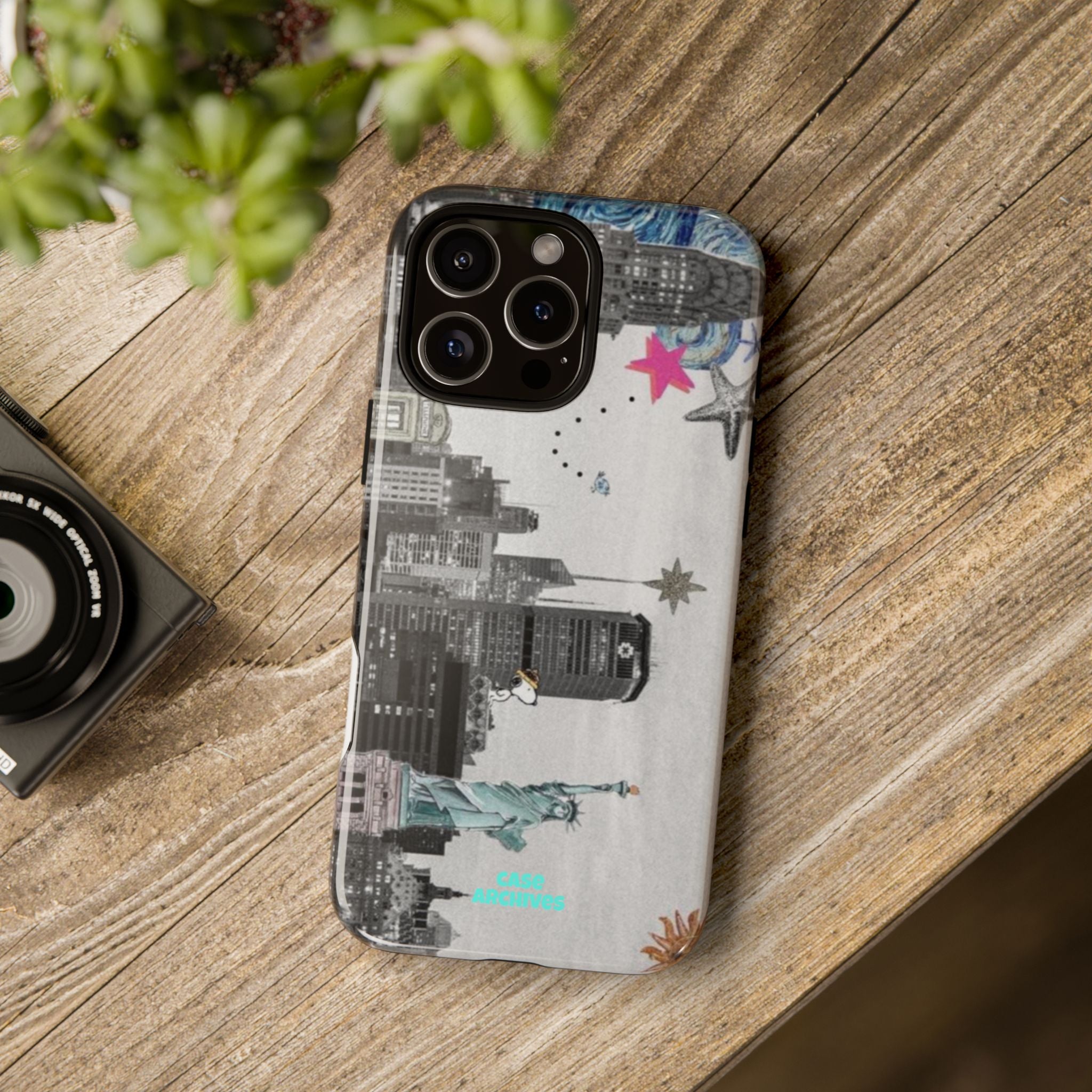 City Skyline Tough Phone Case – Statue of Liberty Urban Art Protective Cover