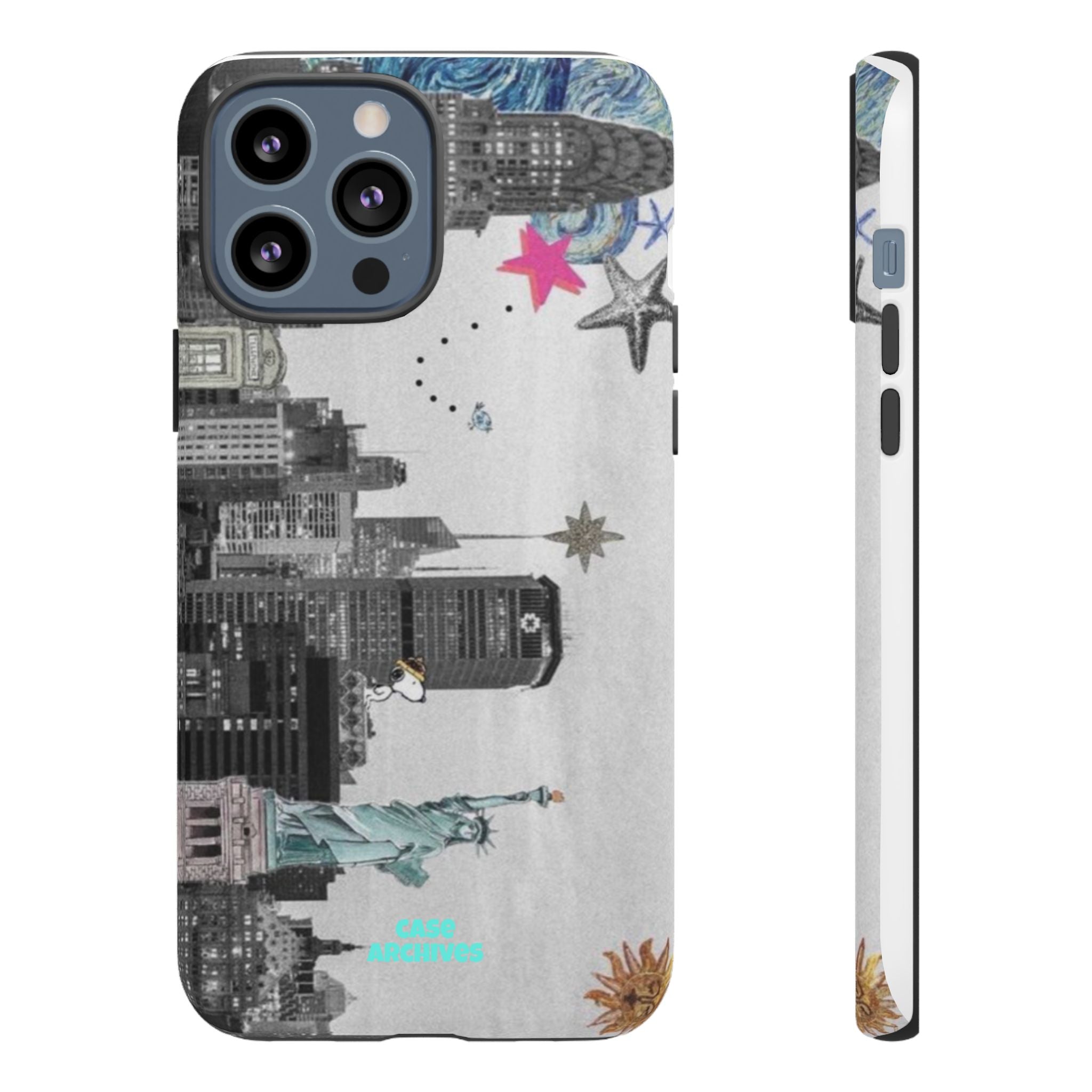 City Skyline Tough Phone Case – Statue of Liberty Urban Art Protective Cover