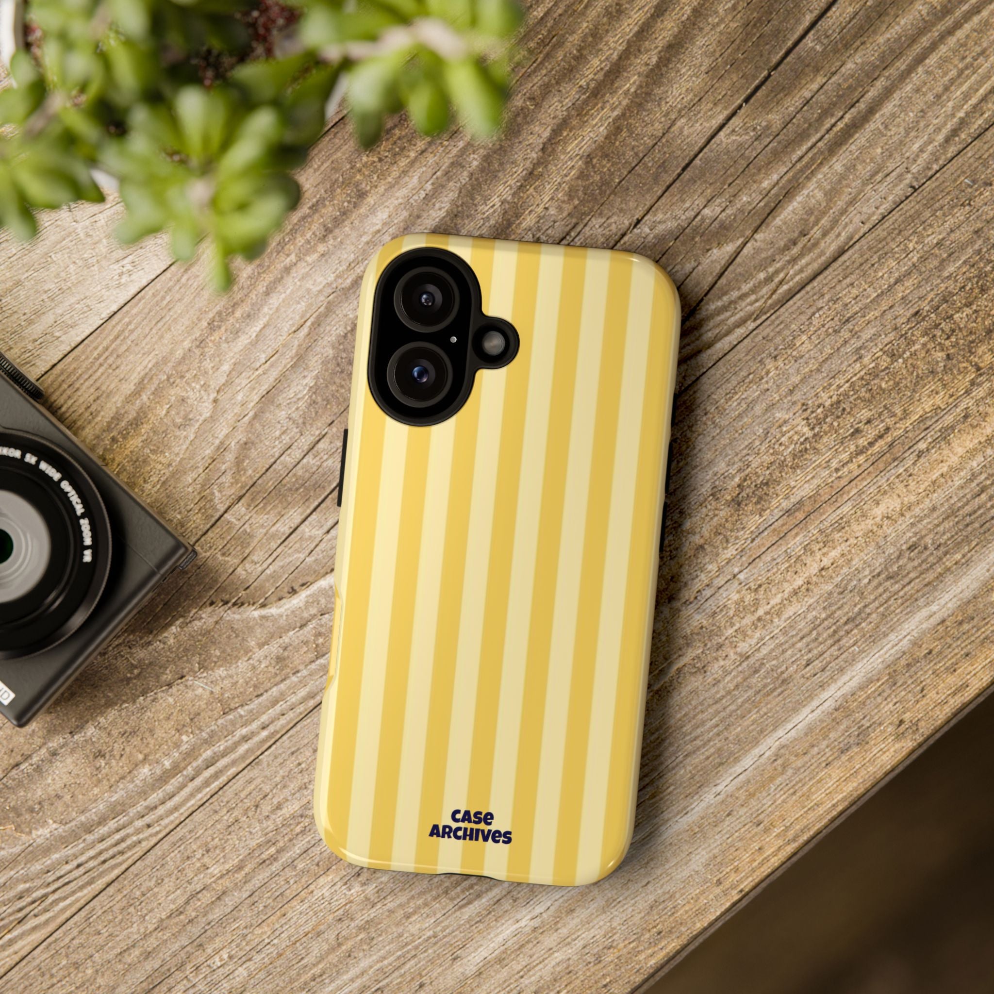 Yellow Striped Tough Phone Case – Durable Protective Cover (Case Archives)
