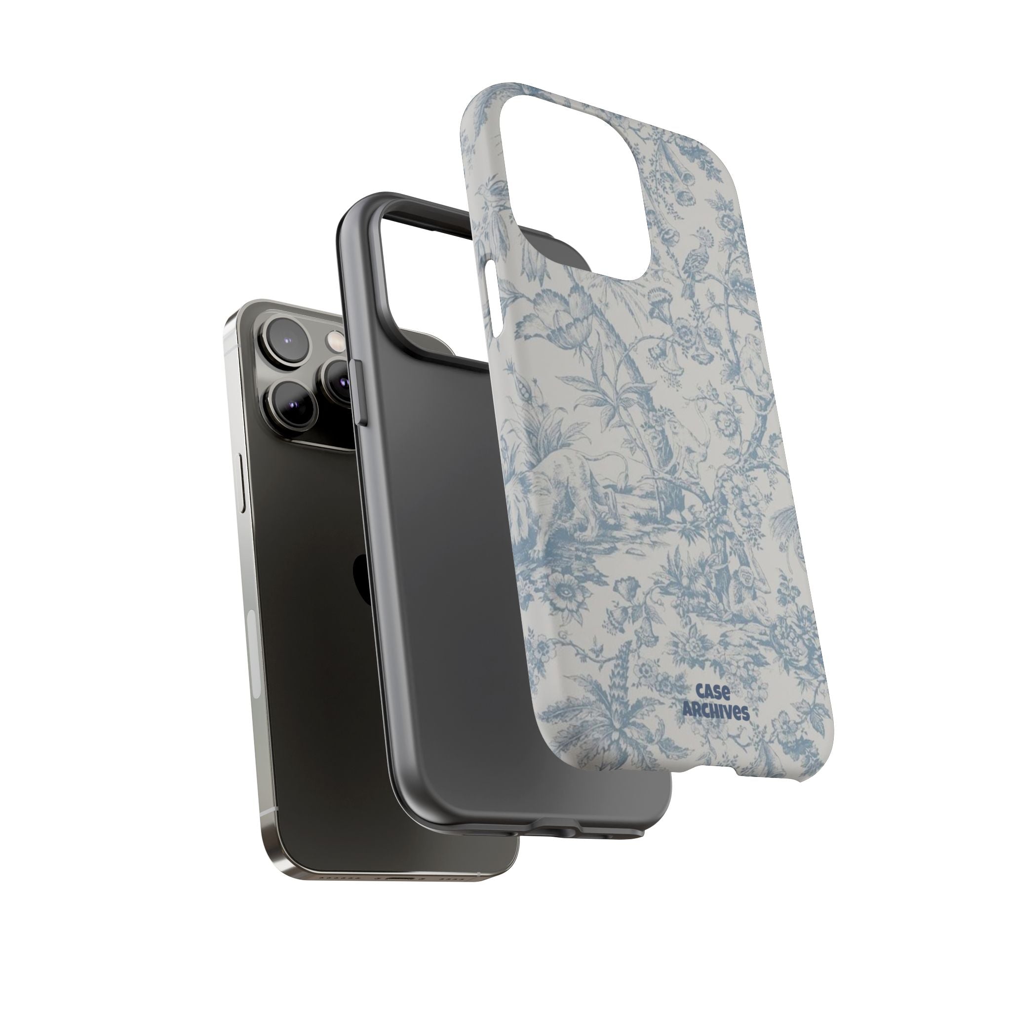 Toile Floral Tough Phone Case — Blue Vintage Botanical iPhone Protection