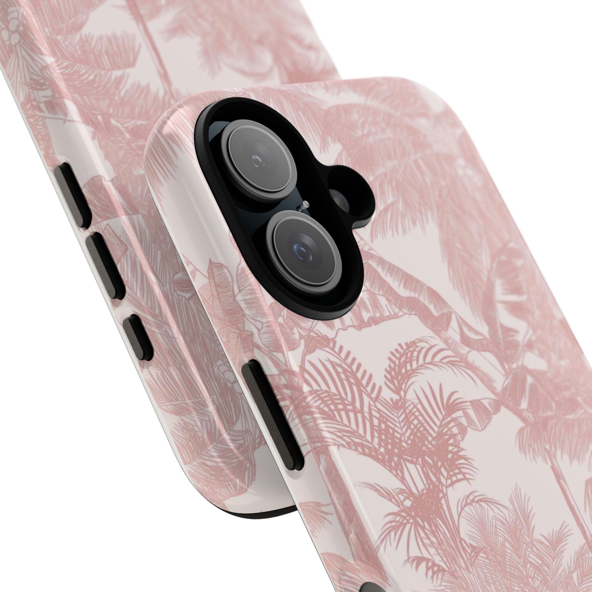 Pink Tropical Palm Tough Phone Case — Protective Floral iPhone Cover